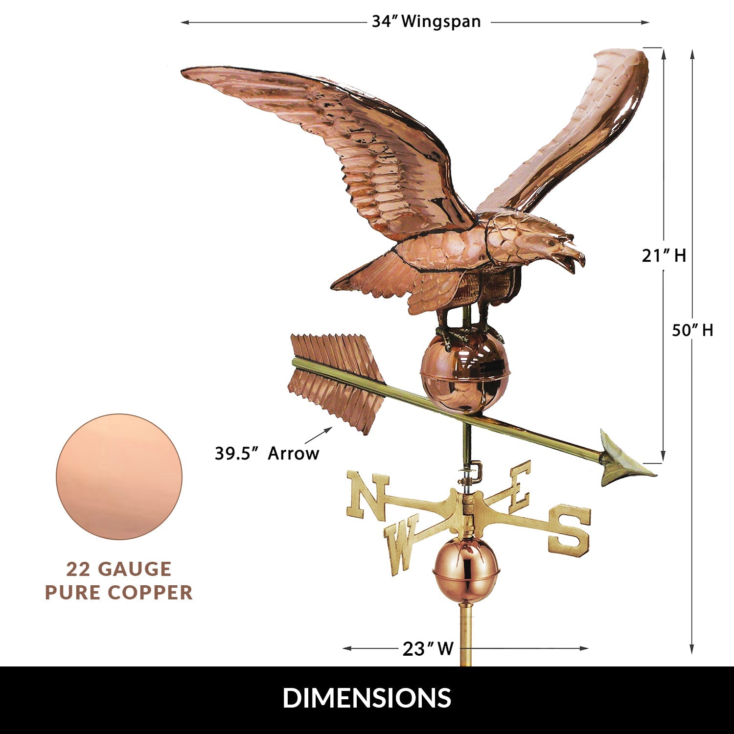 34" Smithsonian Eagle Estate Weathervane - Good Directions