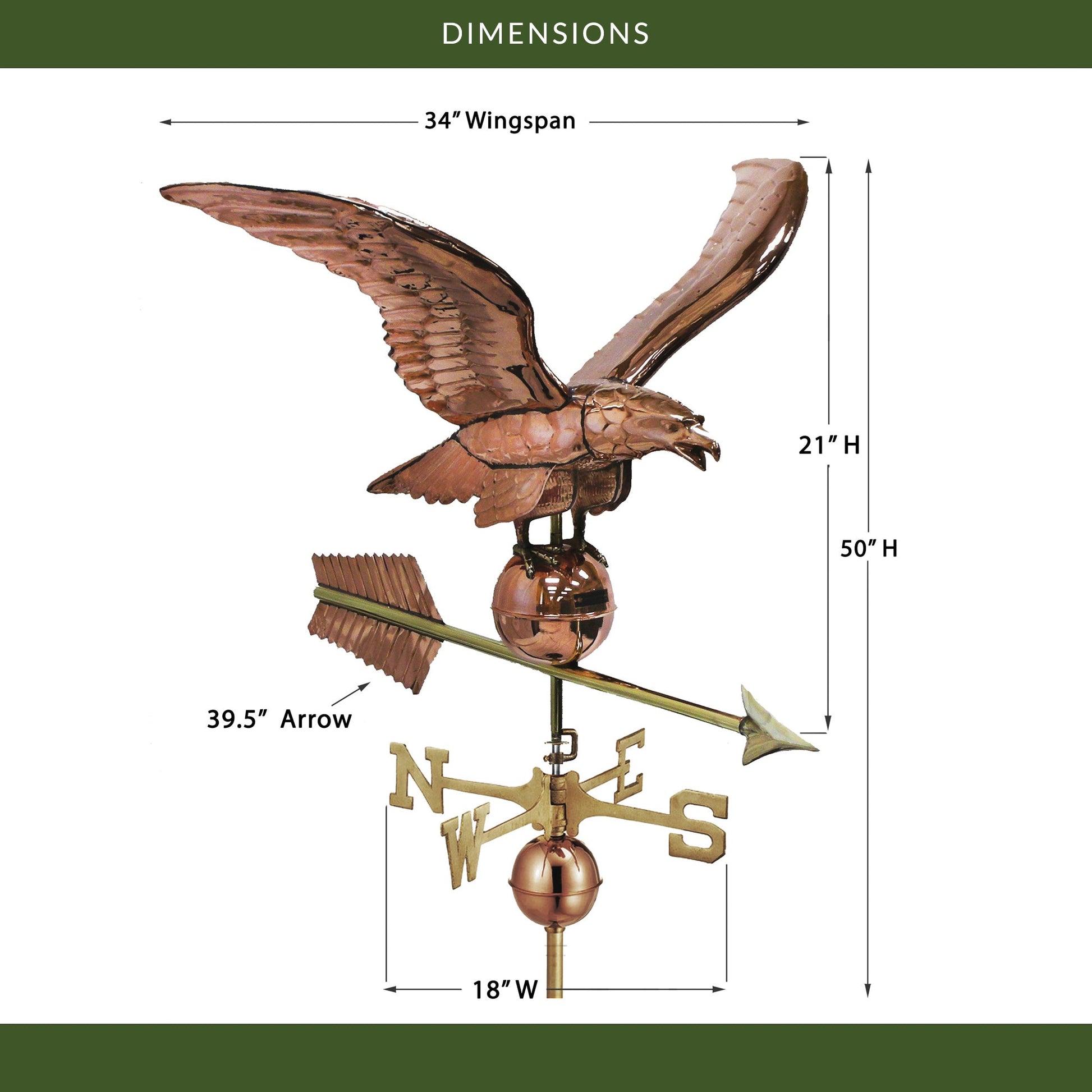34" Smithsonian Eagle Estate Weathervane - Good Directions