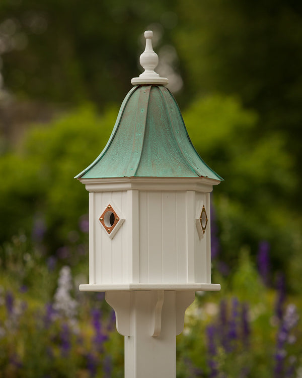 Meadow Bird House – Aged Copper Roof & Polished Copper Frames