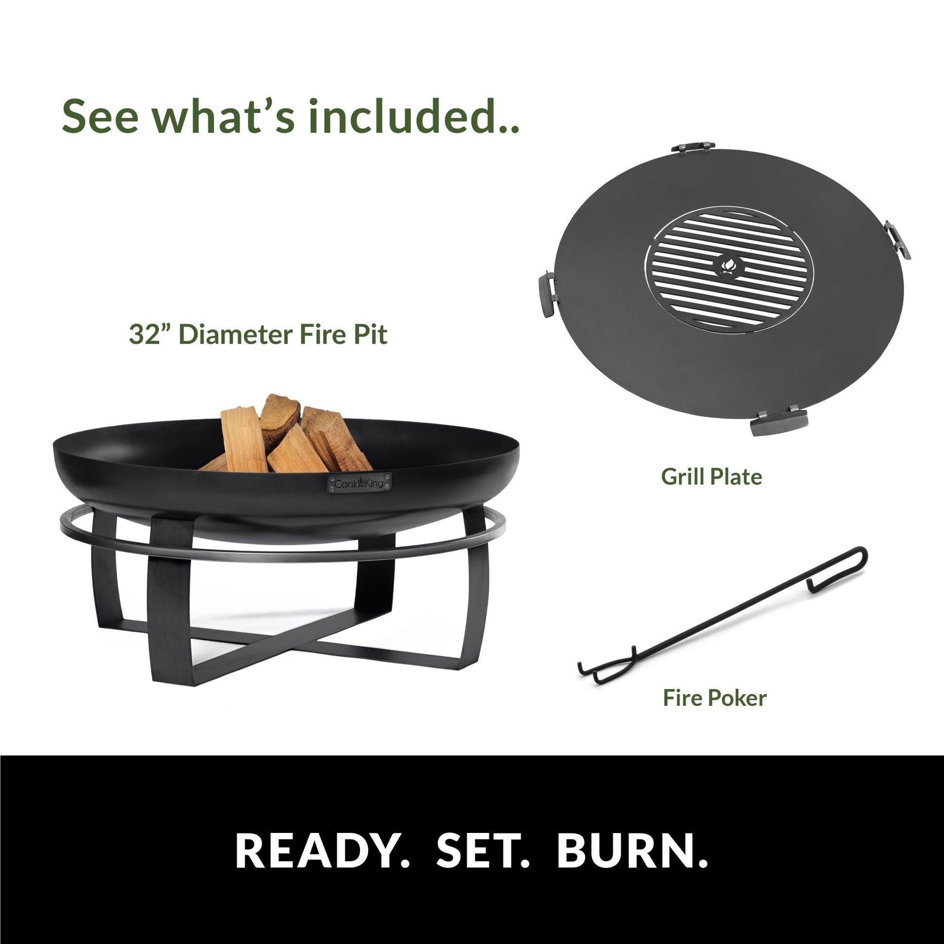 Ignition 32" Fire Pit with Grill Plate - Good Directions