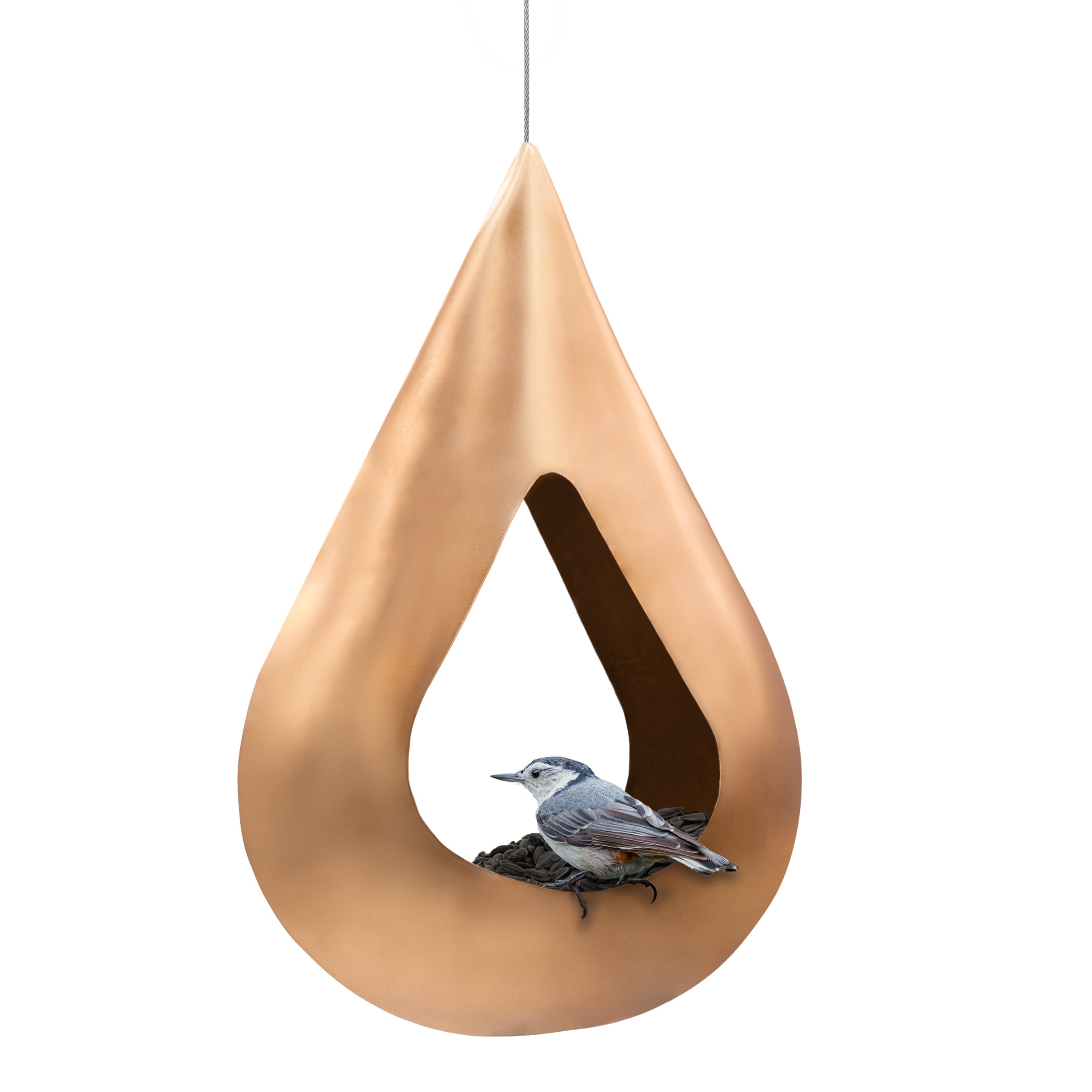 Copper Rain Drop Fly-Thru Bird Feeder