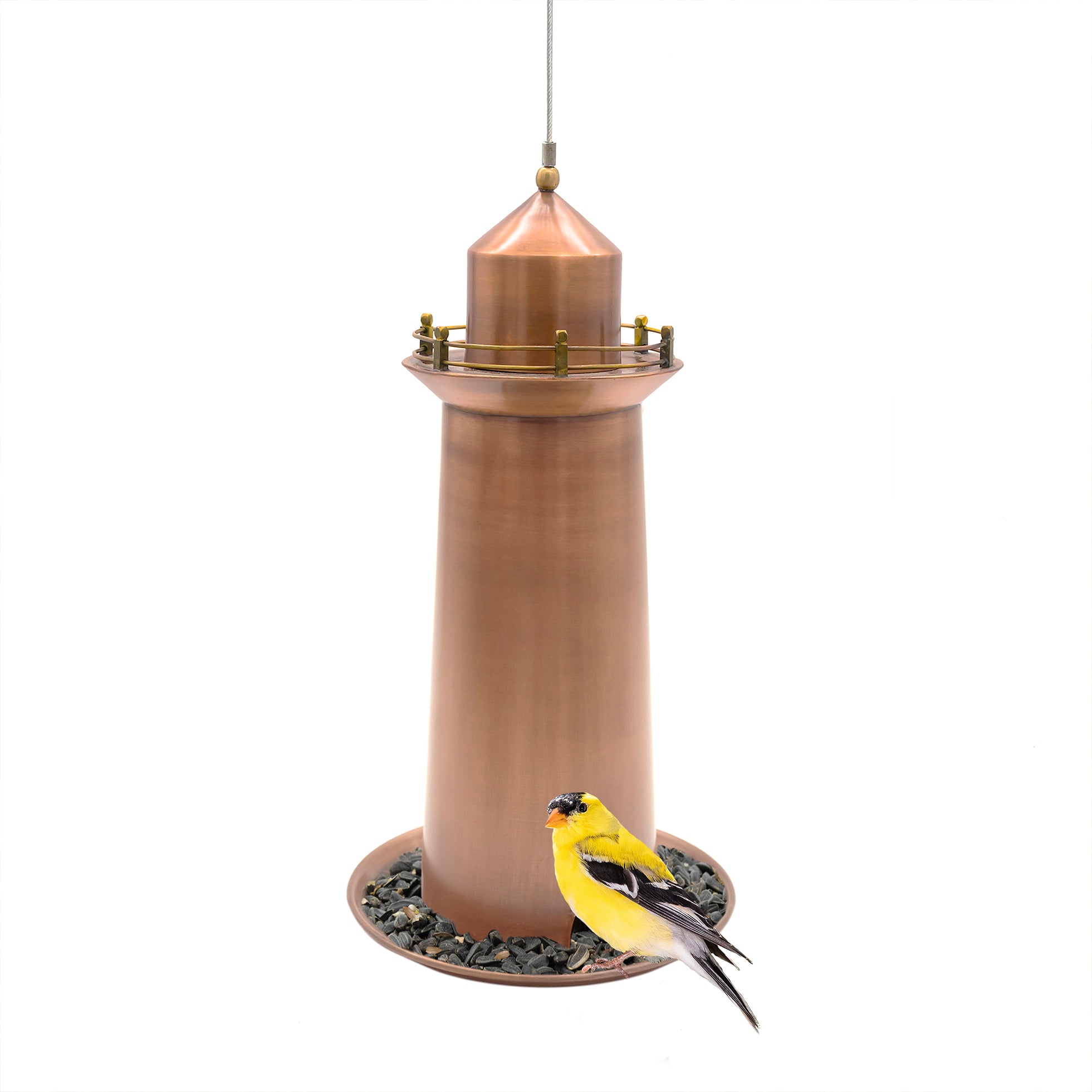 Copper Lighthouse Bird Feeder