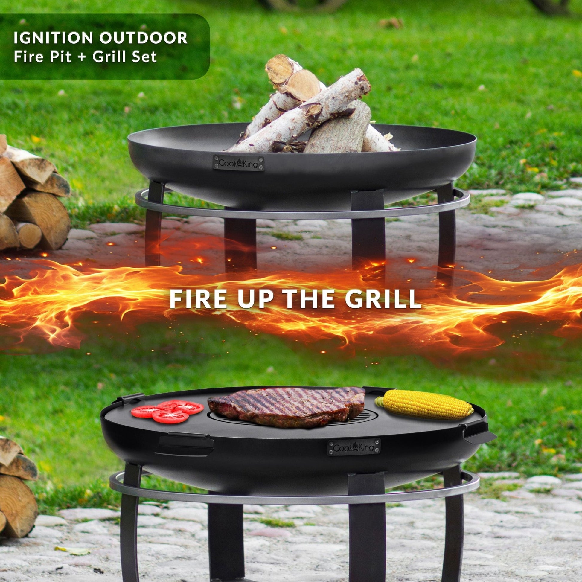 Ignition 32" Fire Pit with Grill Plate and Cover Lid - Good Directions