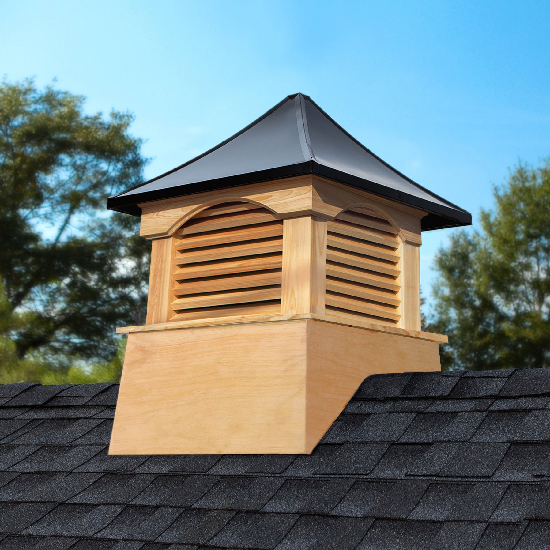 Coventry Wood Cupola with Black Aluminum