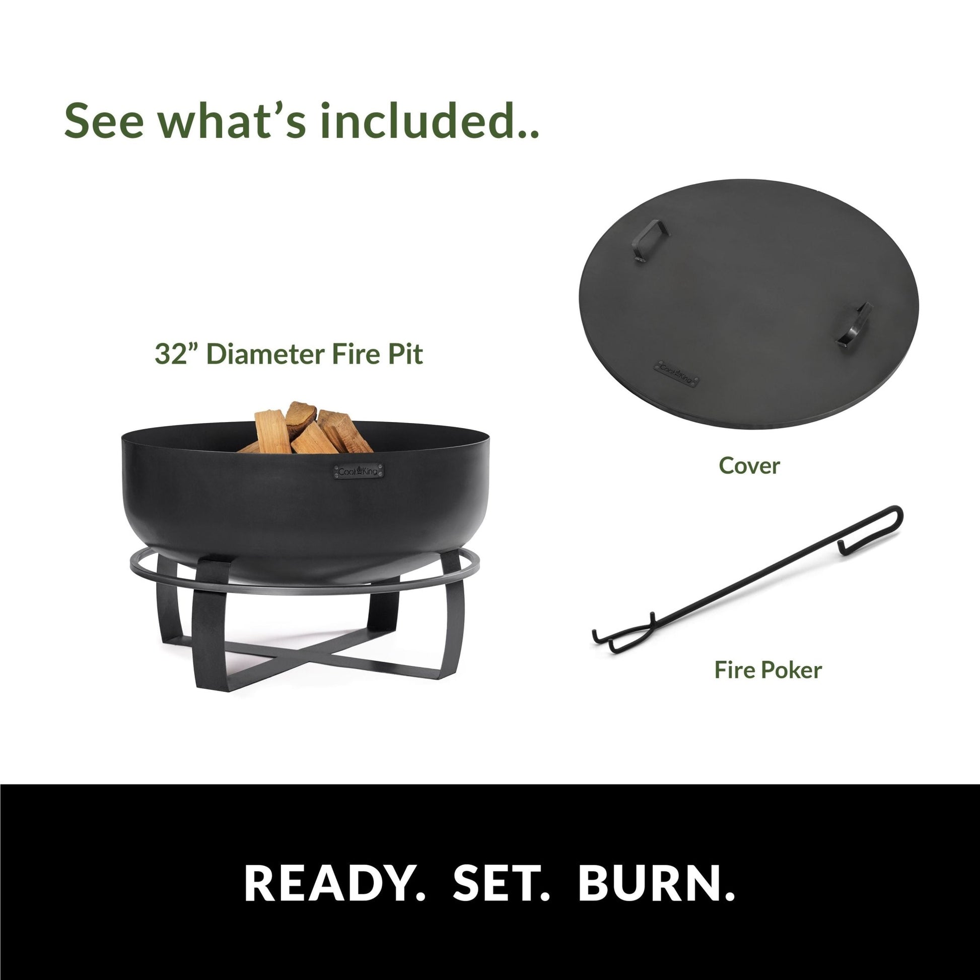 Ignition 32" XXL Fire Pit with Cover Lid - Good Directions