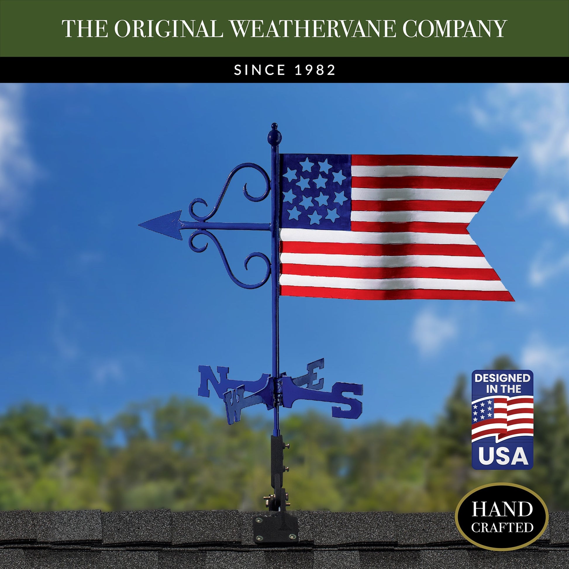 Americana Flag Cottage Weathervane - Good Directions