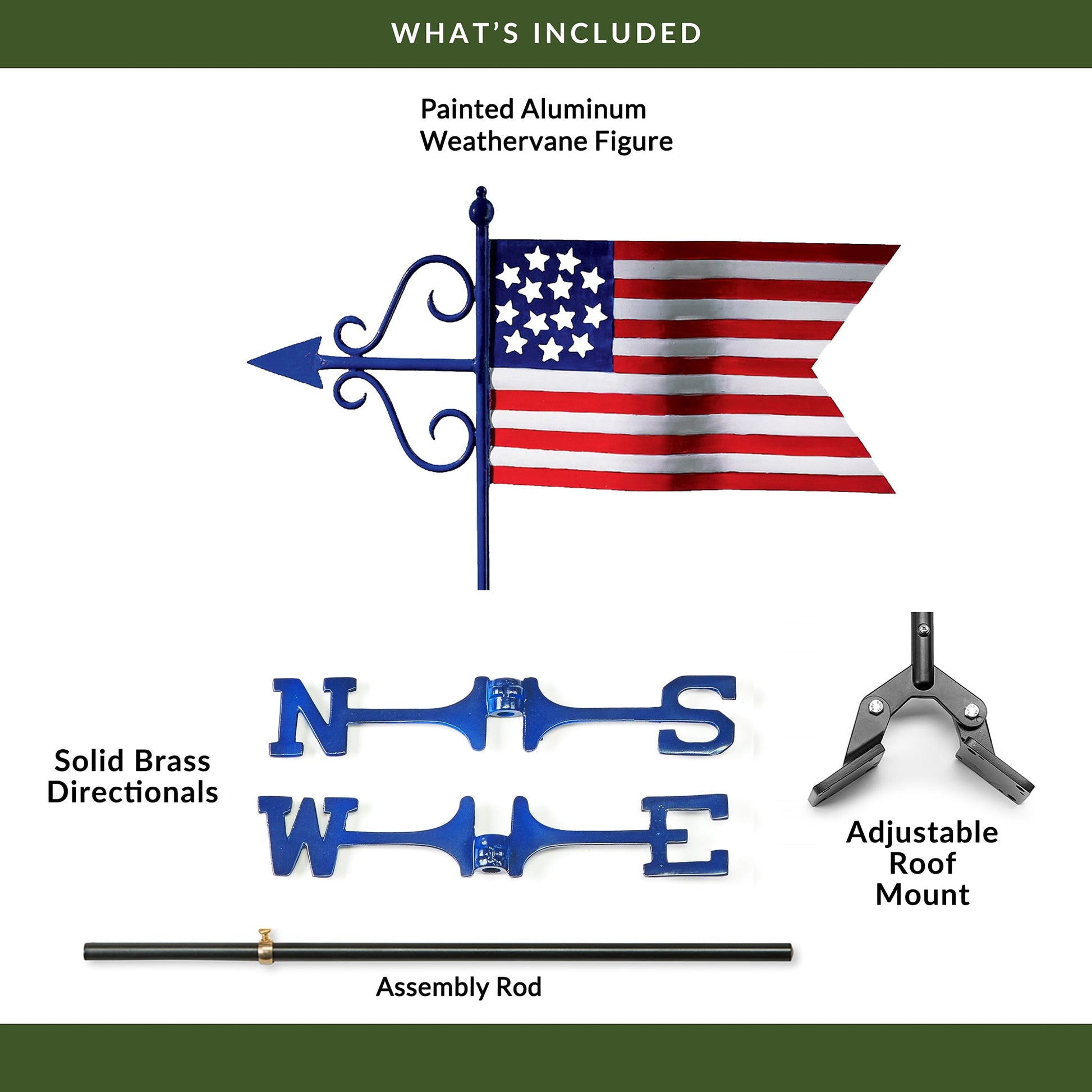 Americana Flag Cottage Weathervane - Good Directions
