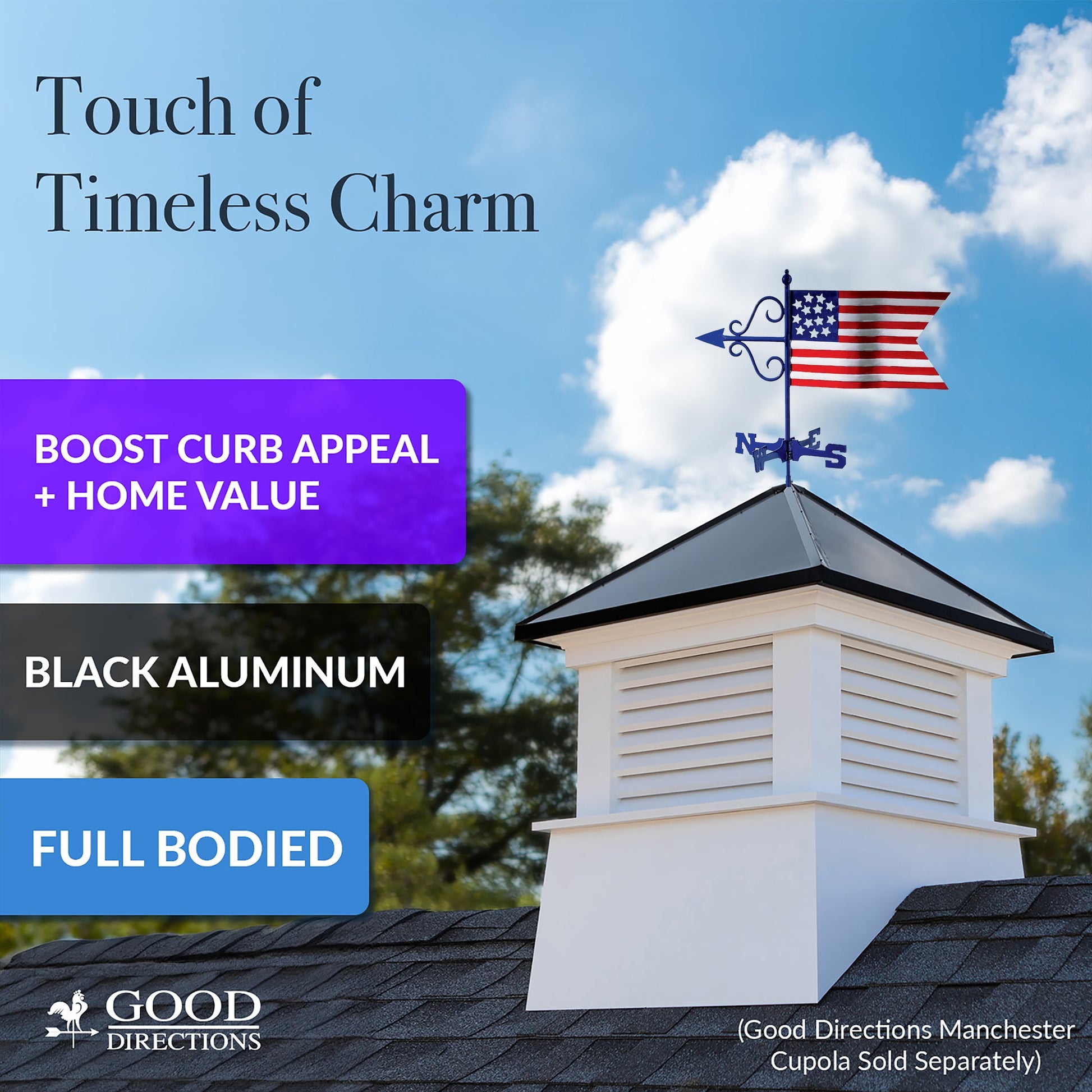 Americana Flag Cottage Weathervane - Good Directions