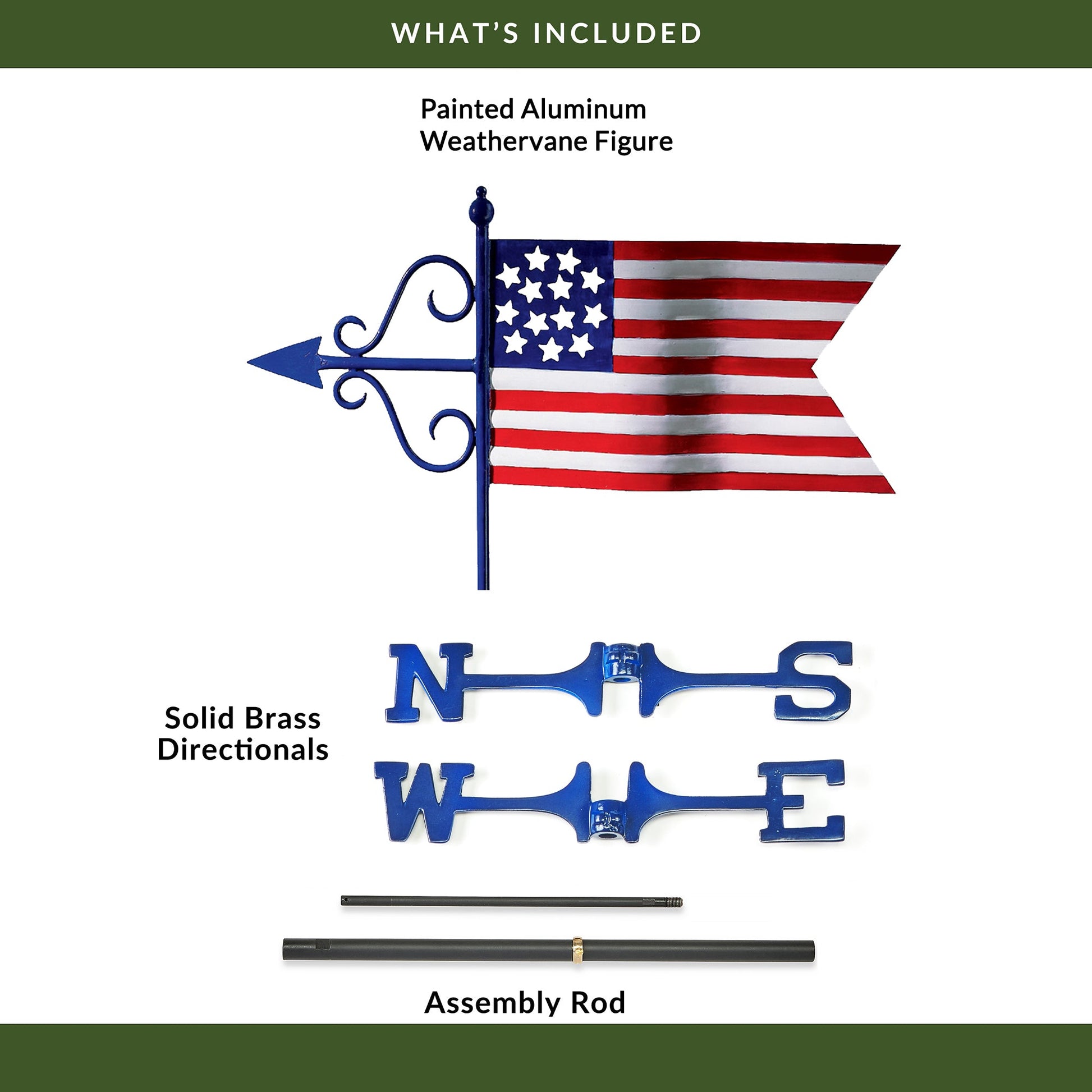 Americana Flag Cottage Weathervane - Good Directions