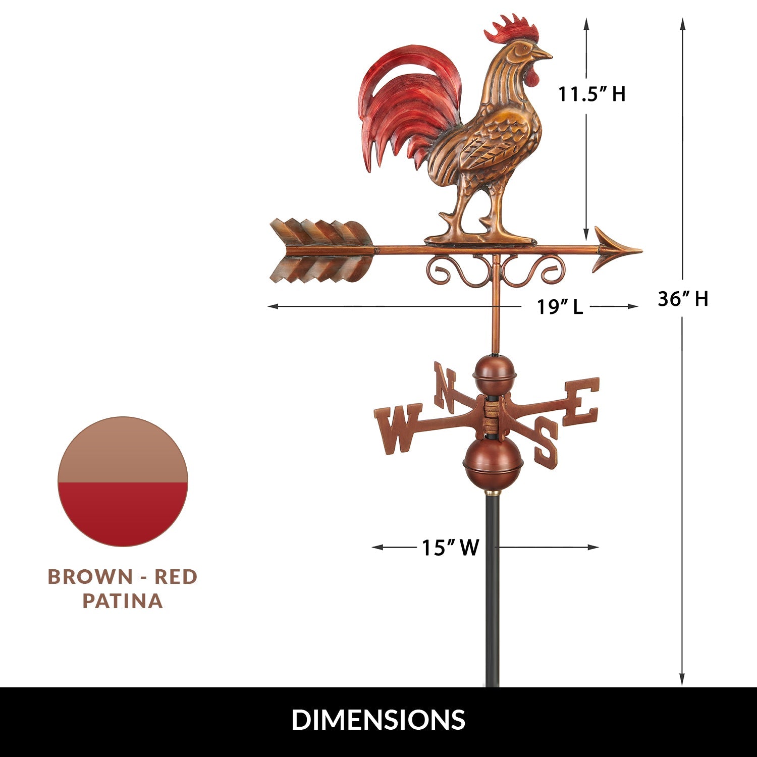 Bantam Red Rooster Weathervane - Good Directions