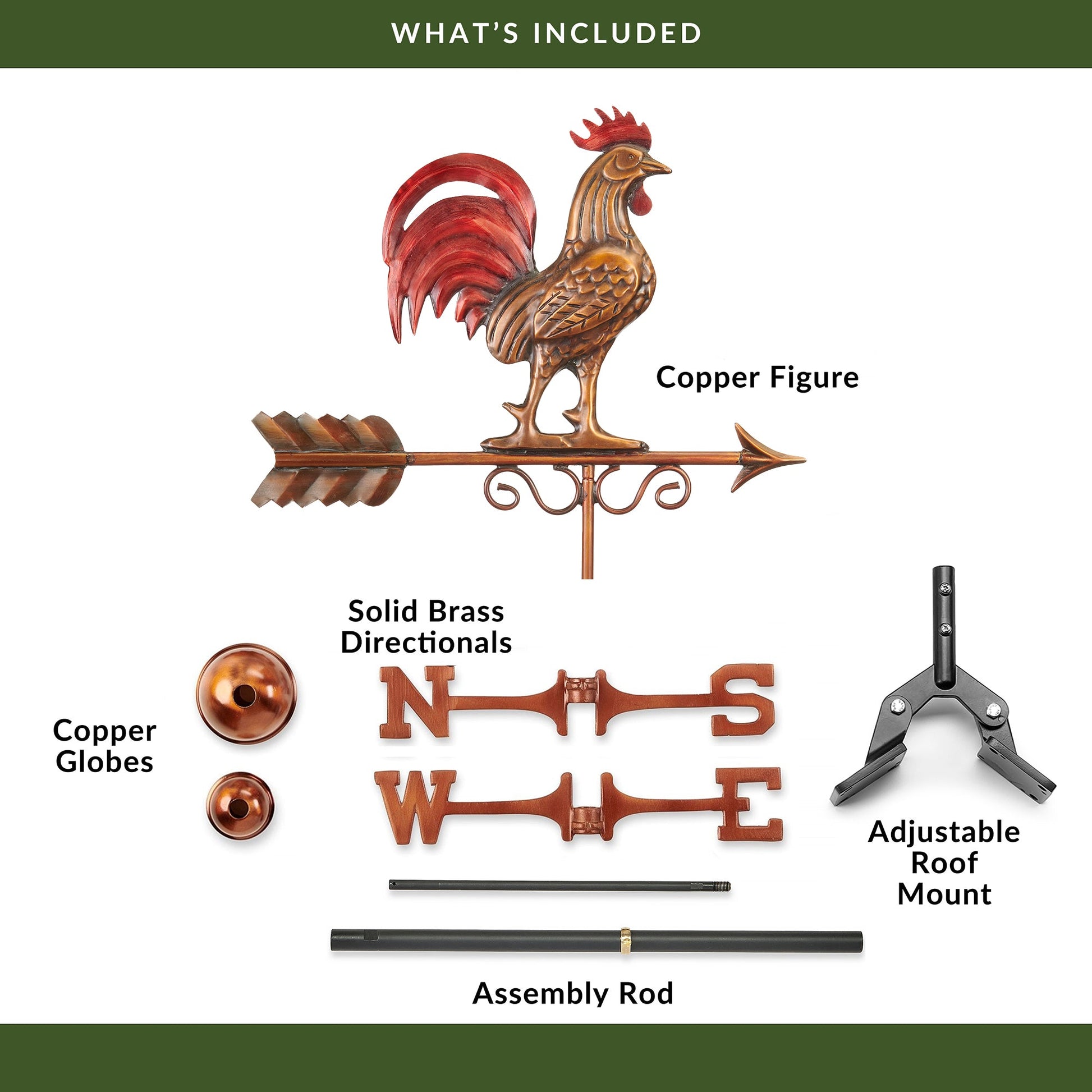 Bantam Red Rooster Weathervane - Good Directions