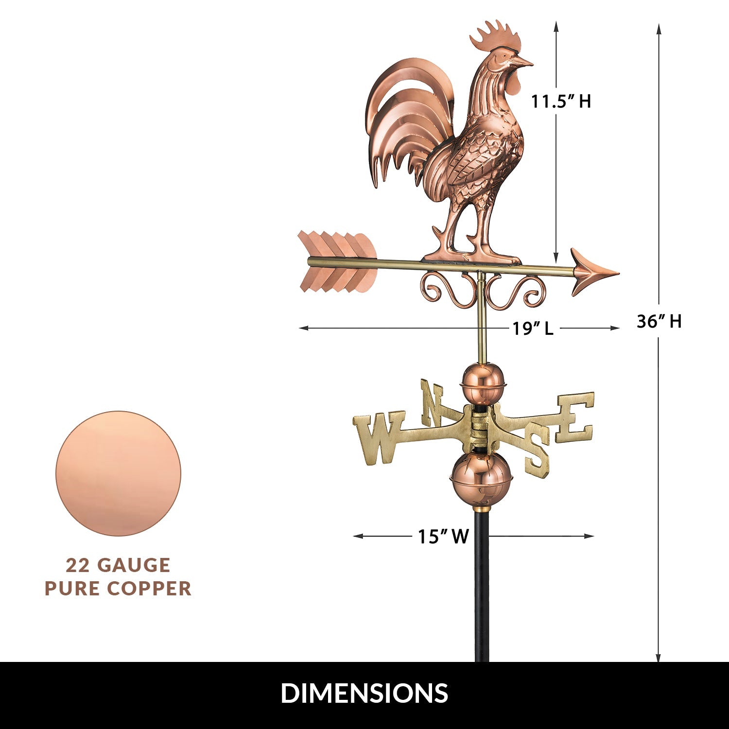 Bantam Rooster Weathervane - Good Directions