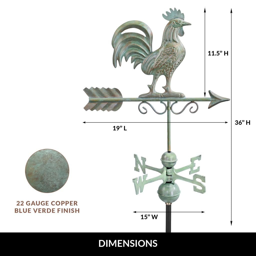 Bantam Rooster Weathervane - Blue Verde Copper by Good Directions - Good Directions