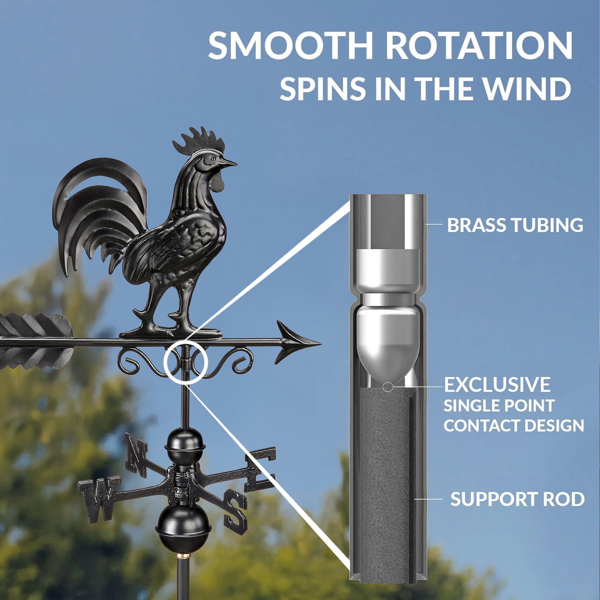 Bantam Rooster Weathervane - Matte Black Copper - Good Directions