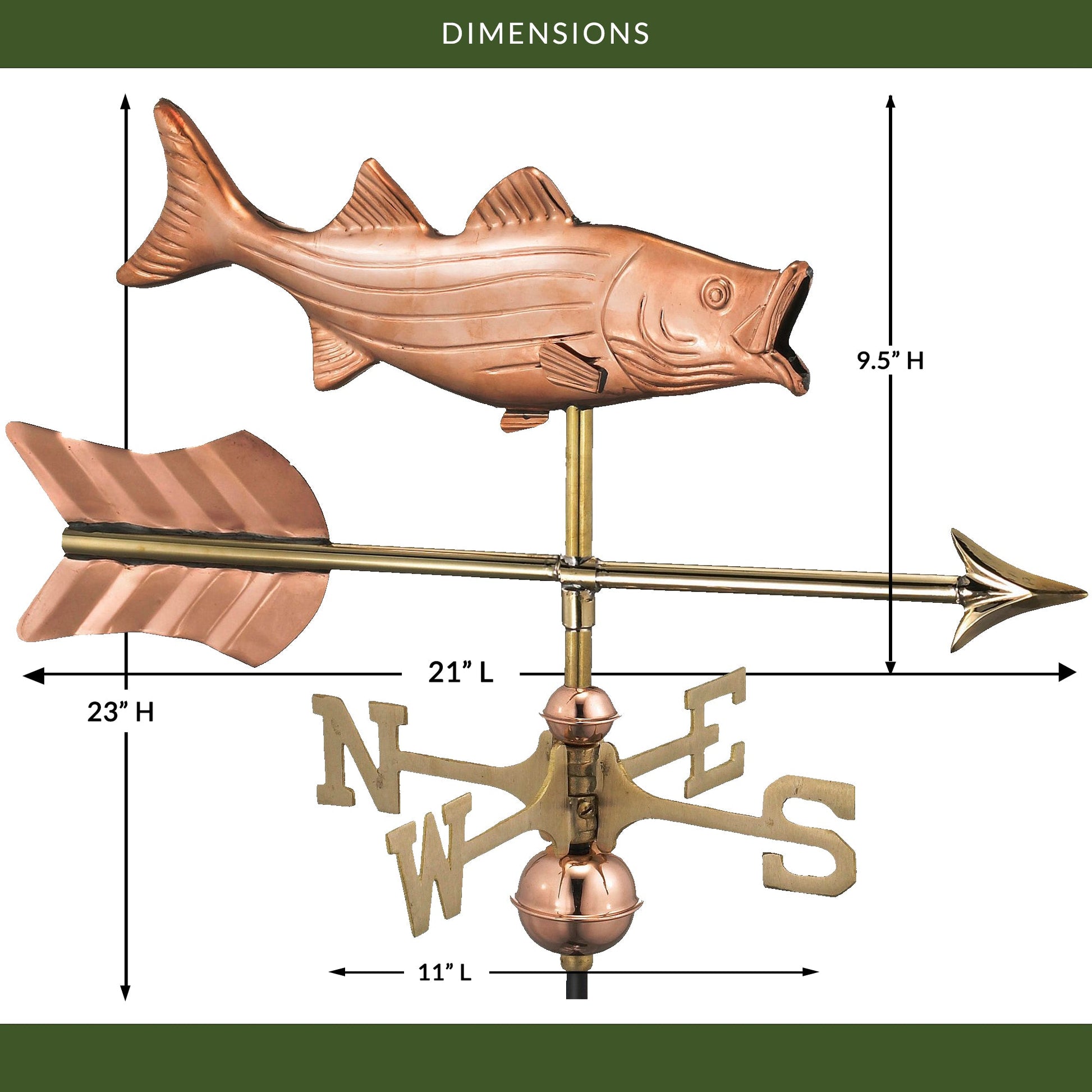 Bass with Arrow Cottage Weathervane - Good Directions