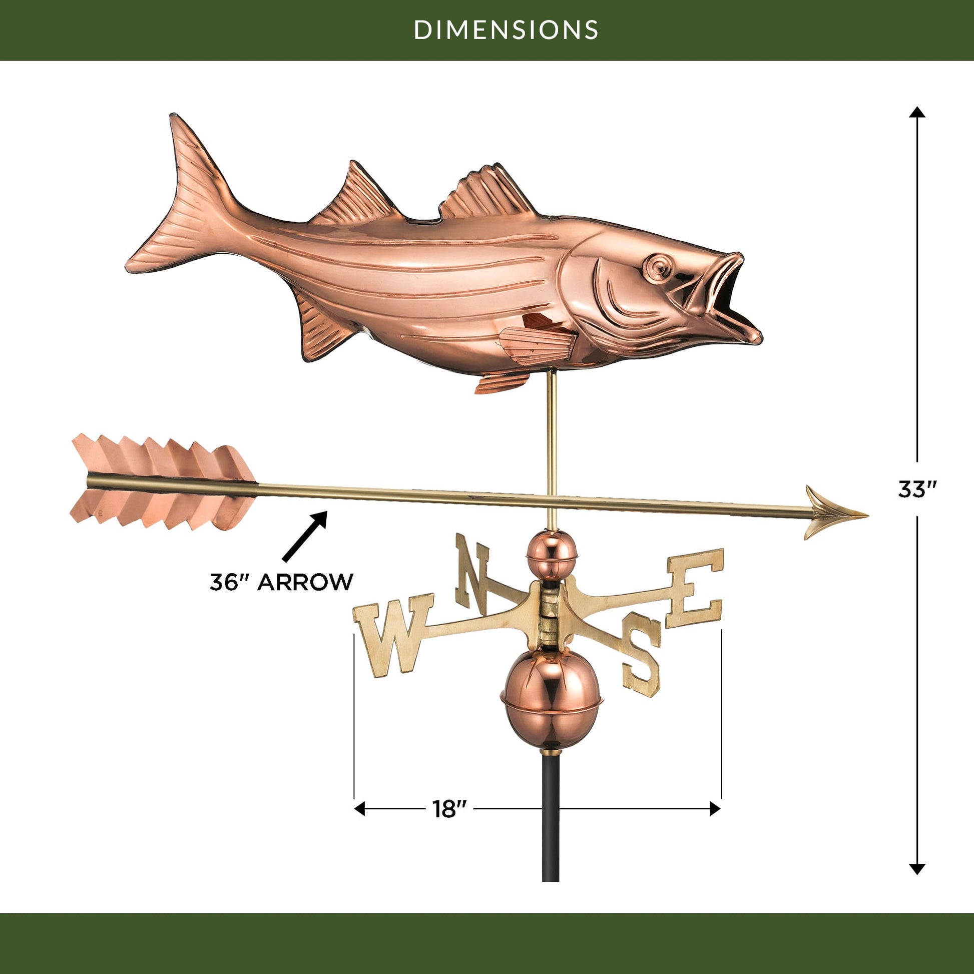 Bass with Arrow Weathervane - Good Directions