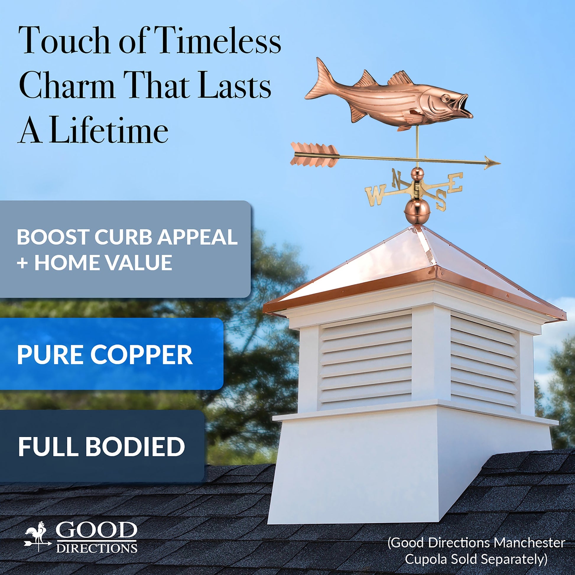 Bass with Arrow Weathervane - Good Directions