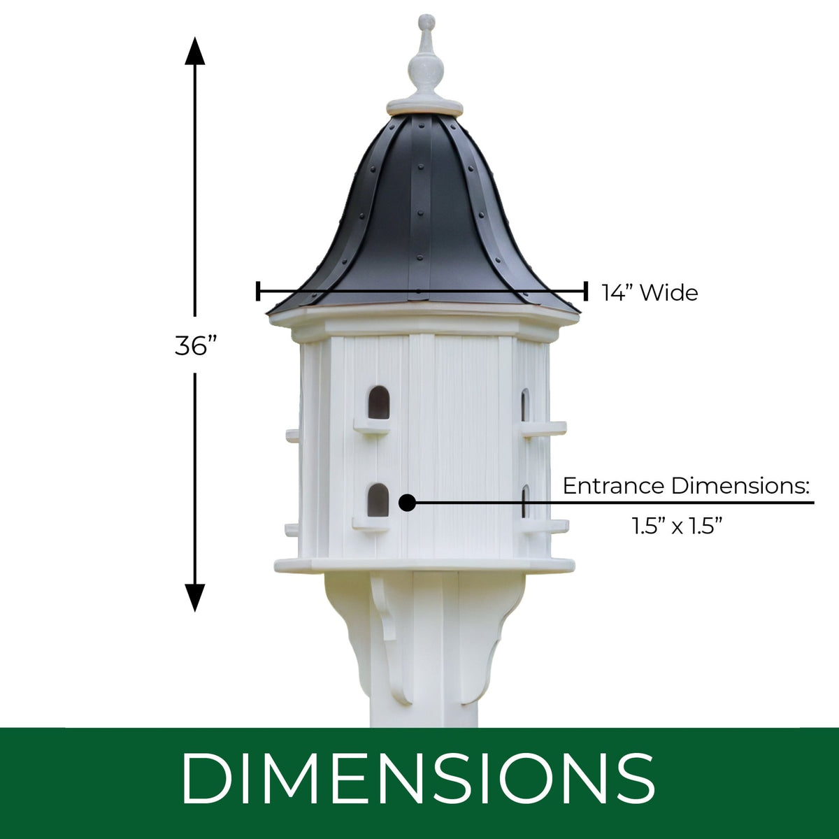 Belvedere Bird House — Black Aluminum Roof - Good Directions
