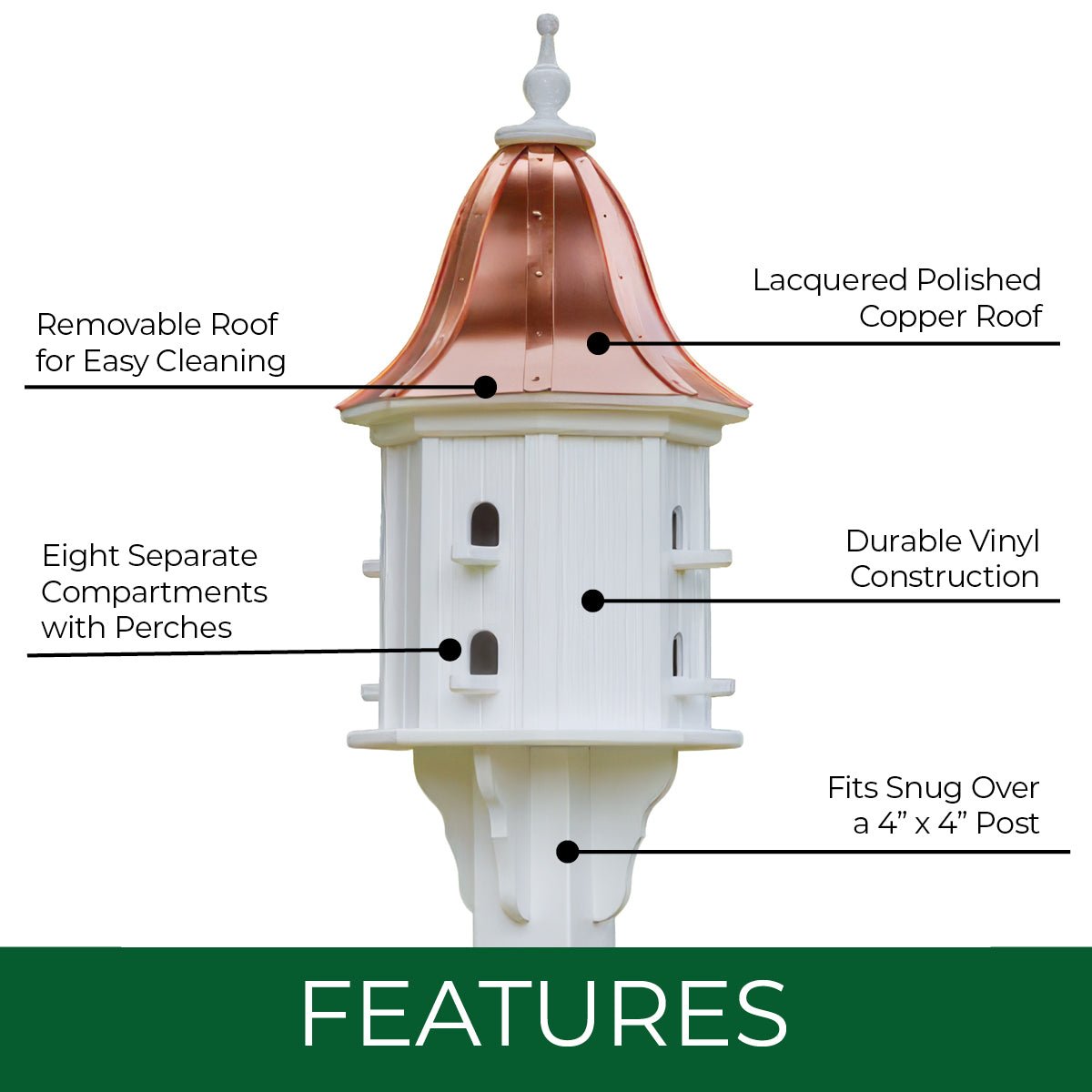 Belvedere Bird House — Polished Copper Roof - Good Directions