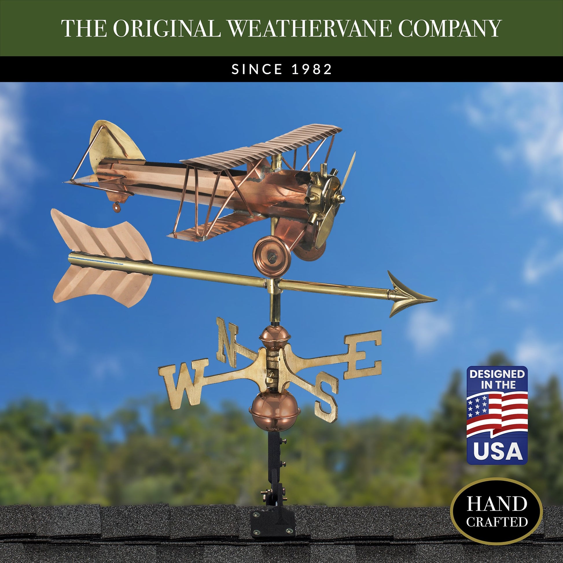 Biplane with Arrow Cottage Weathervane - Good Directions
