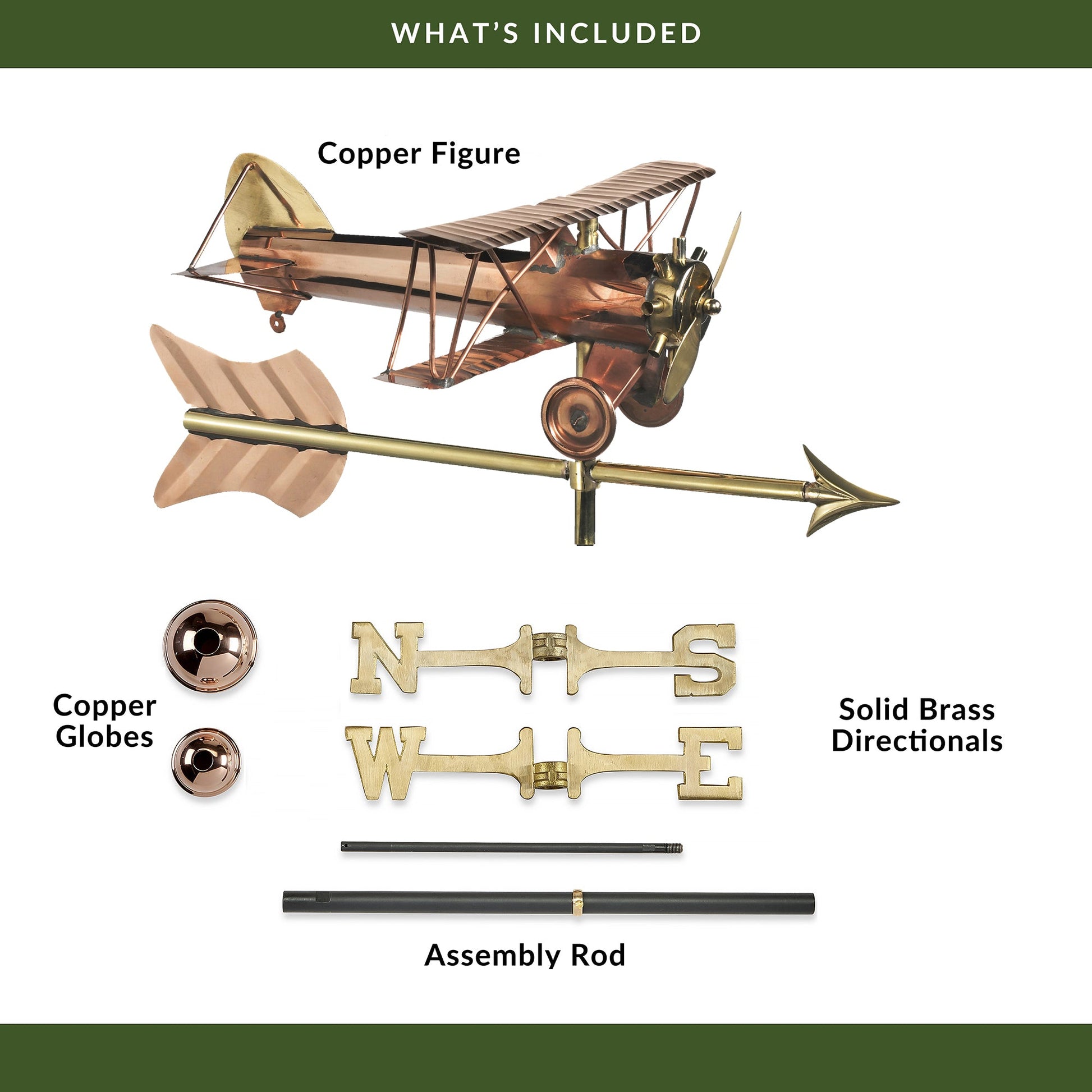 Biplane with Arrow Cottage Weathervane - Good Directions