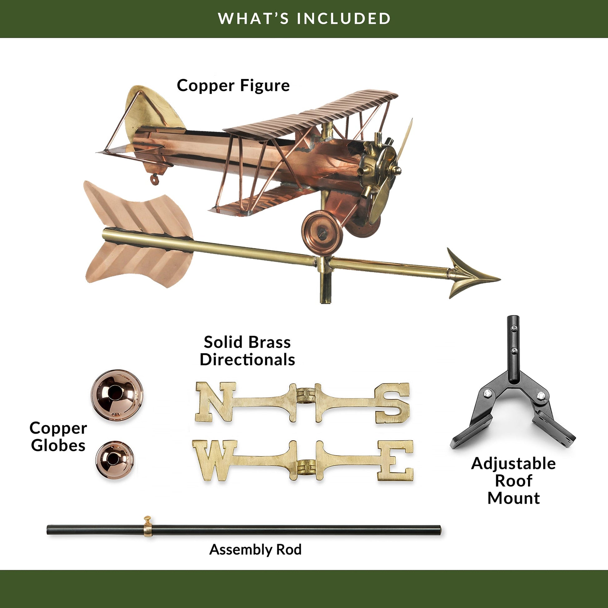 Biplane with Arrow Cottage Weathervane - Good Directions