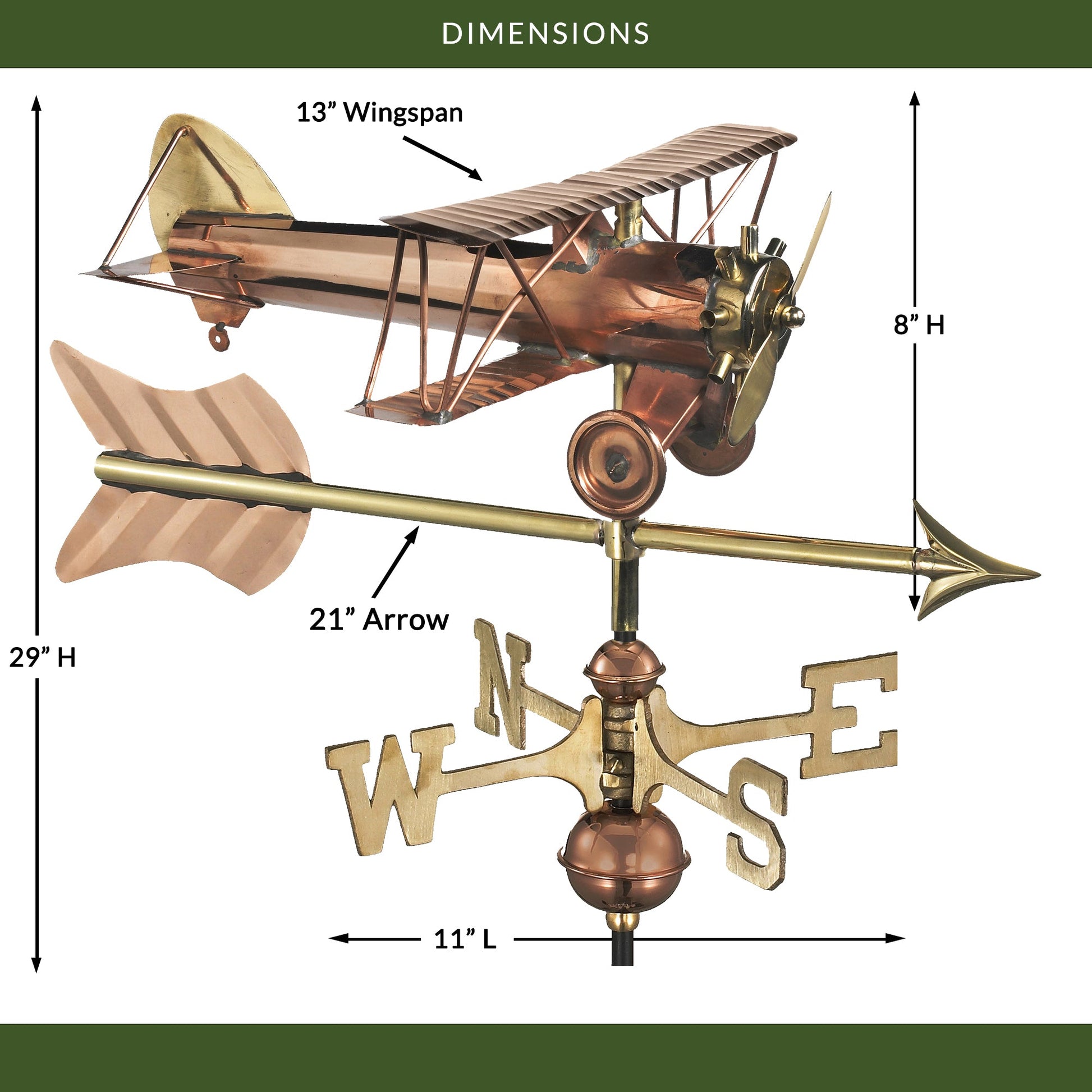 Biplane with Arrow Cottage Weathervane - Good Directions