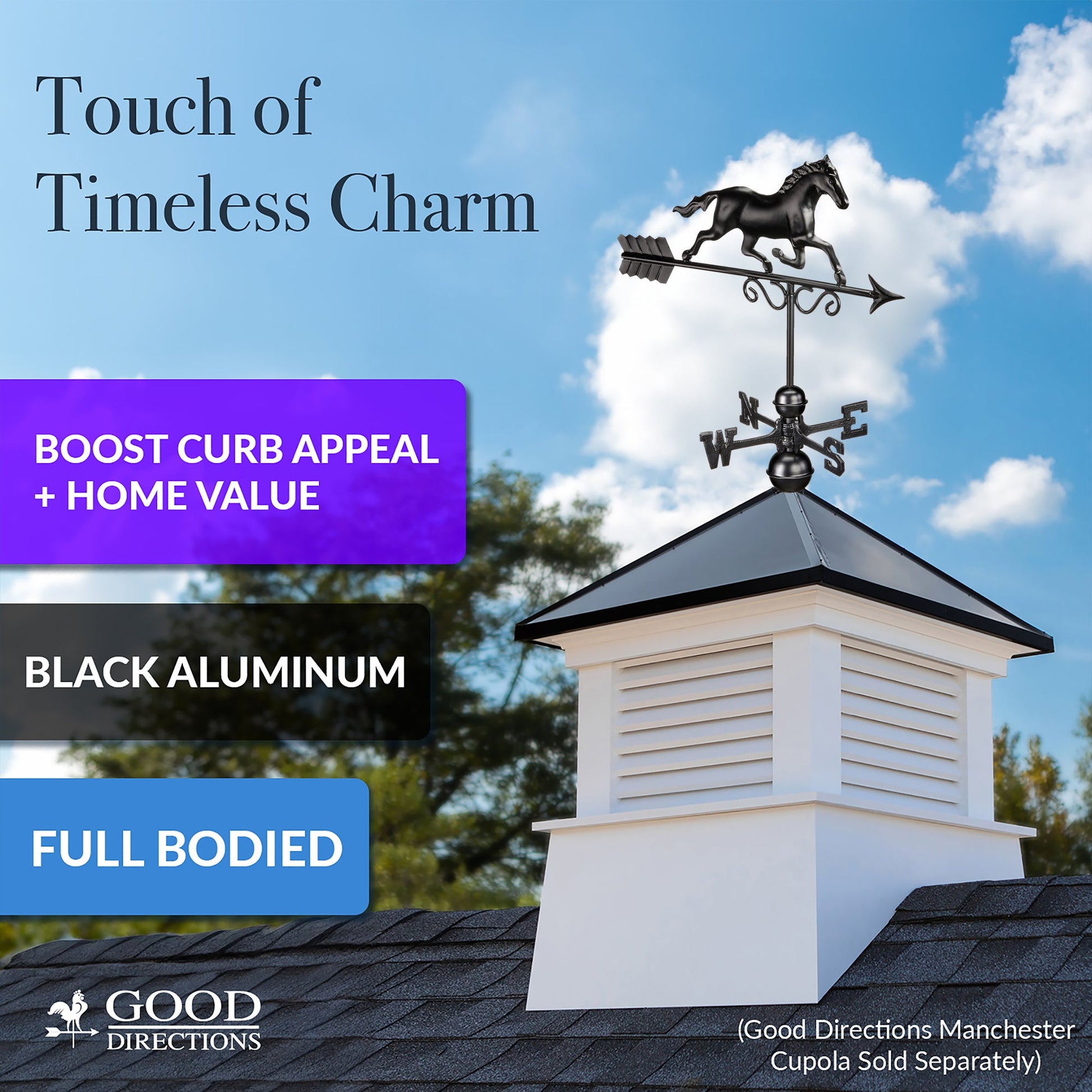 Black Aluminum Galloping Horse - Good Directions
