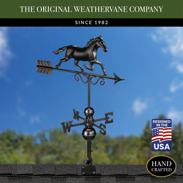 Whitehall 24" Horse Weathervane - Classic Black Accent For Roof, Cupola, Or Garden