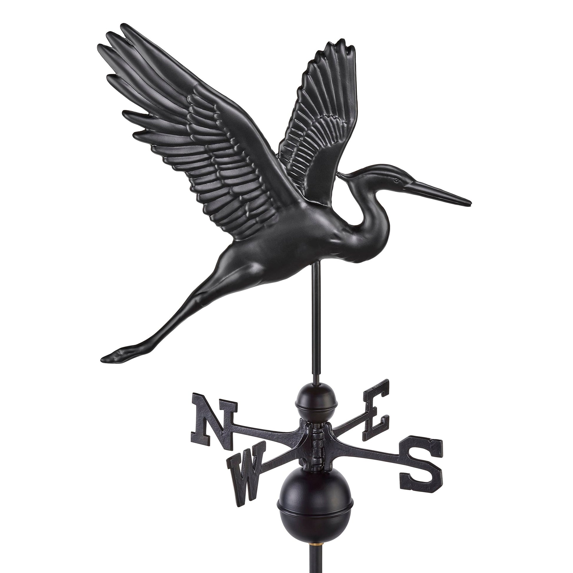 Black Aluminum Graceful Heron Standard Weathervane - Good Directions