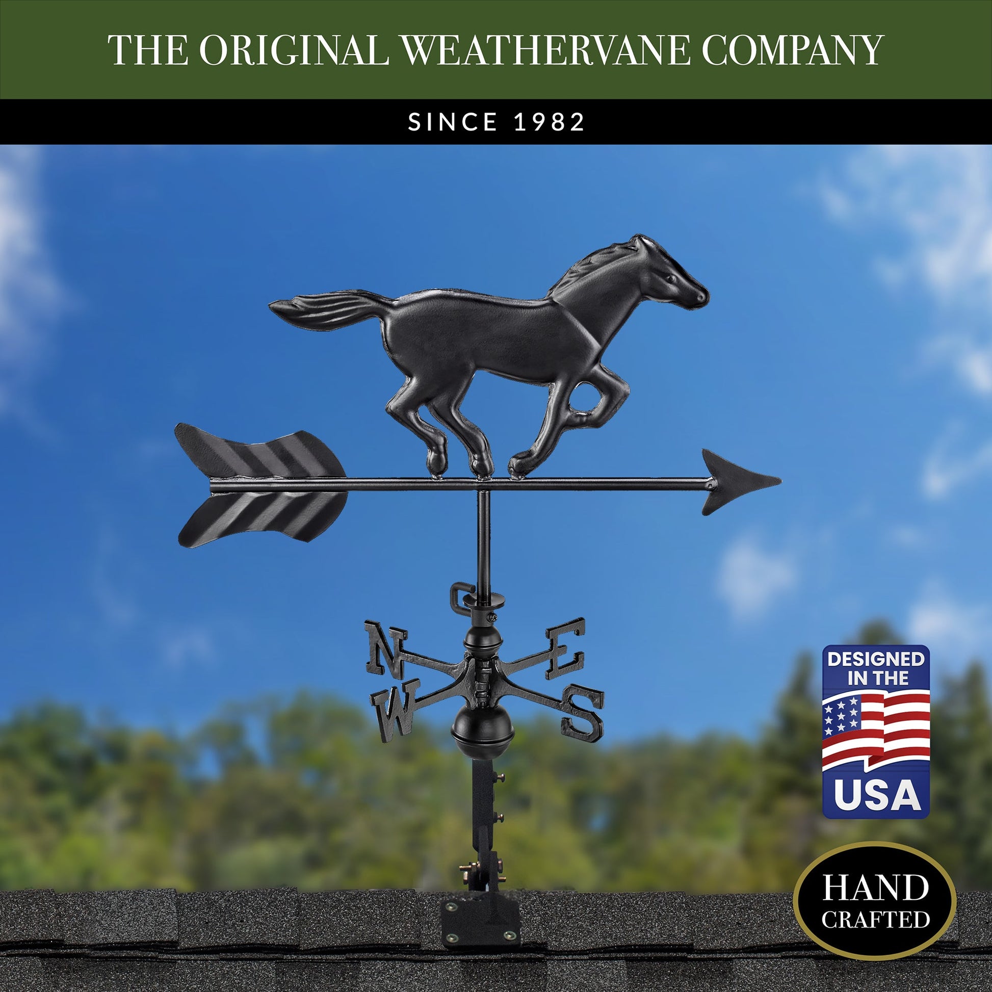 Black Aluminum Horse Cottage Weathervane - Good Directions