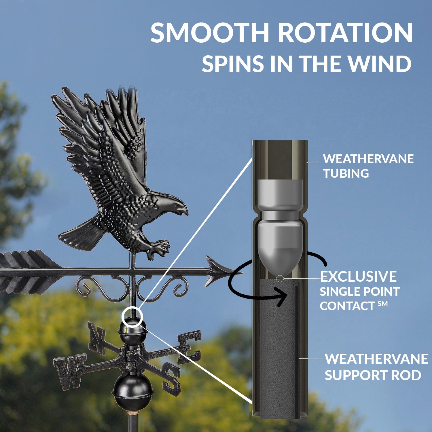 Black Aluminum Majestic Eagle Standard Weathervane - Good Directions