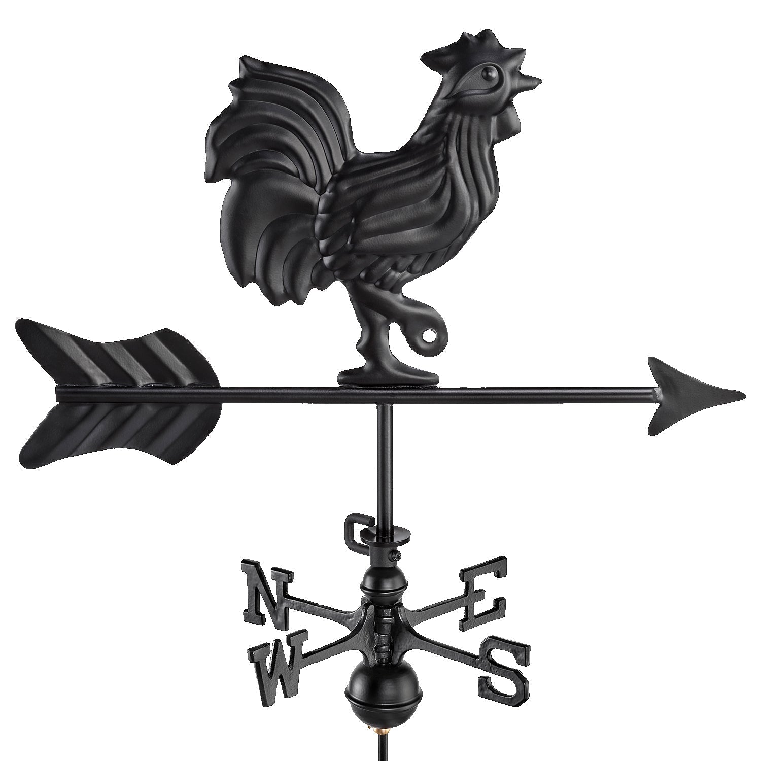 Black Aluminum Rooster Cottage Weathervane - Good Directions
