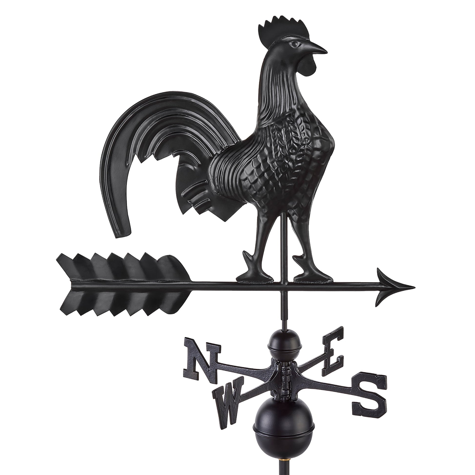 Black Aluminum Rooster Standard Weathervane - Good Directions