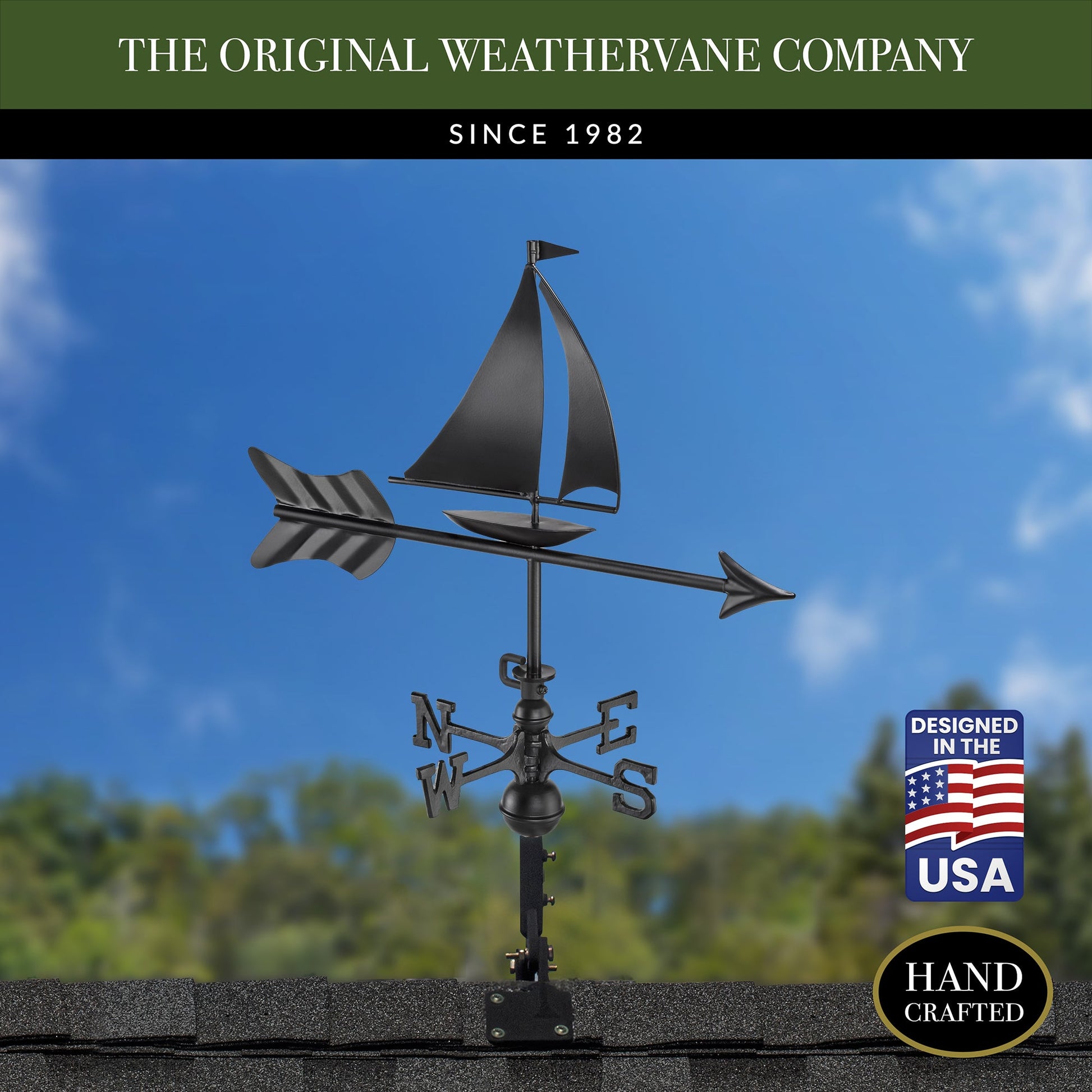 Black Aluminum Sailboat Cottage Weathervane - Good Directions