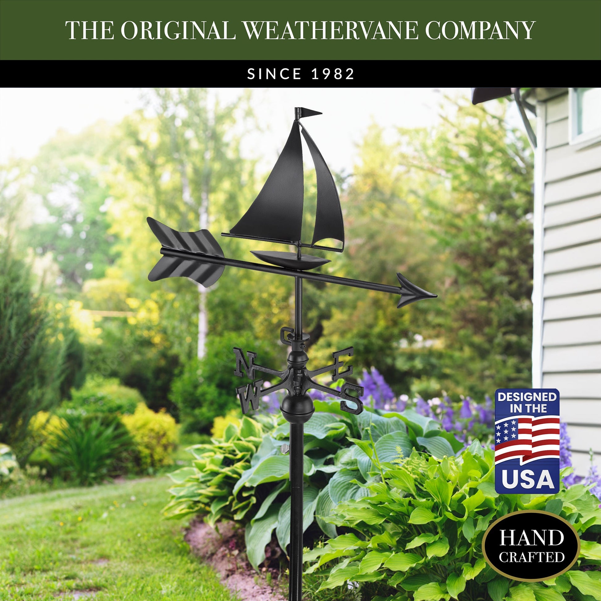Black Aluminum Sailboat Garden Weathervane - Good Directions
