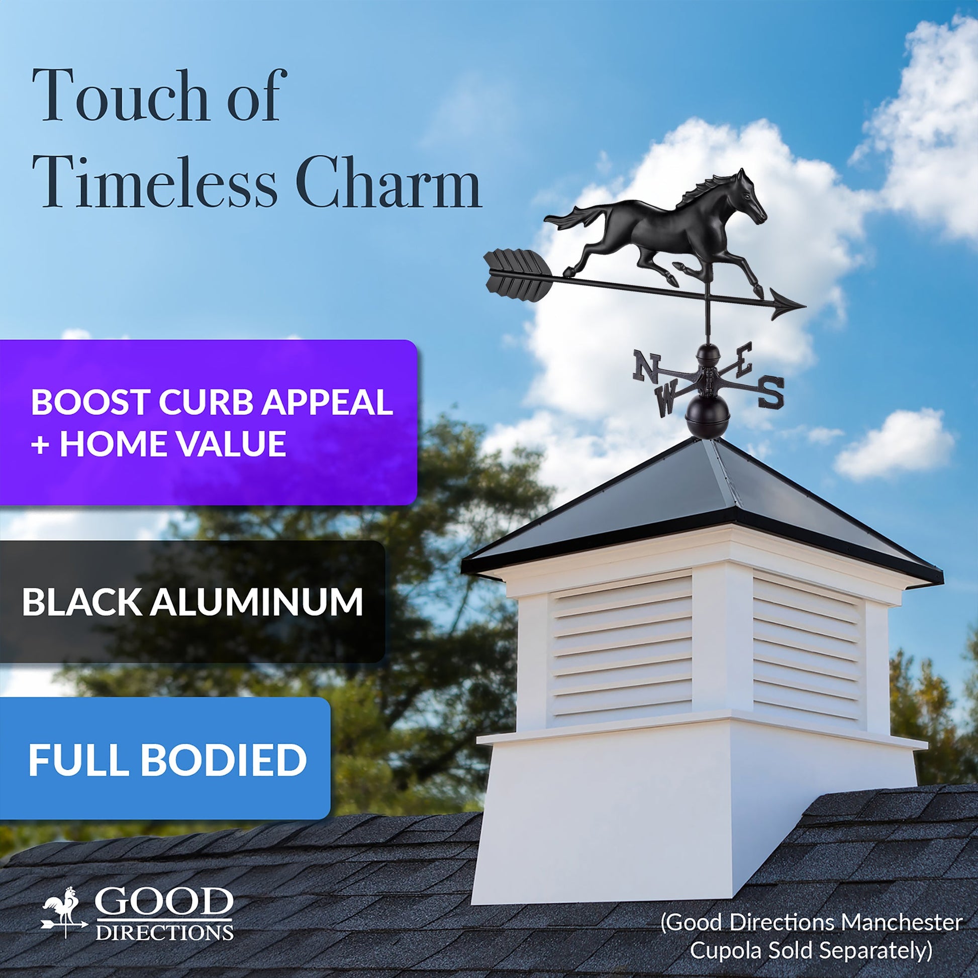 Black Aluminum Trotting Horse - Good Directions