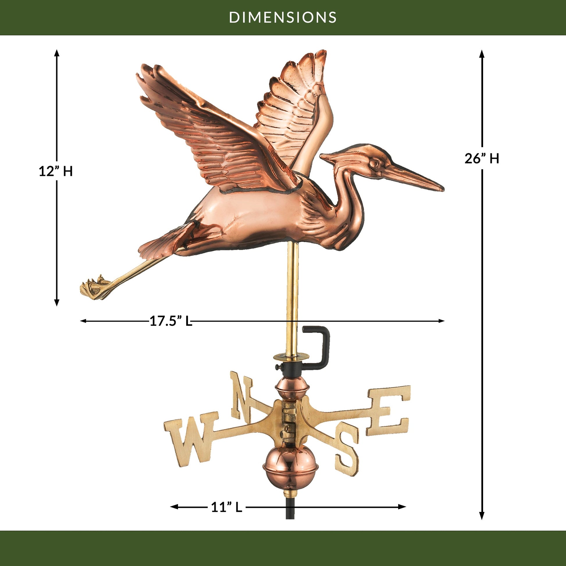 Blue Heron Garden Weathervane - Good Directions