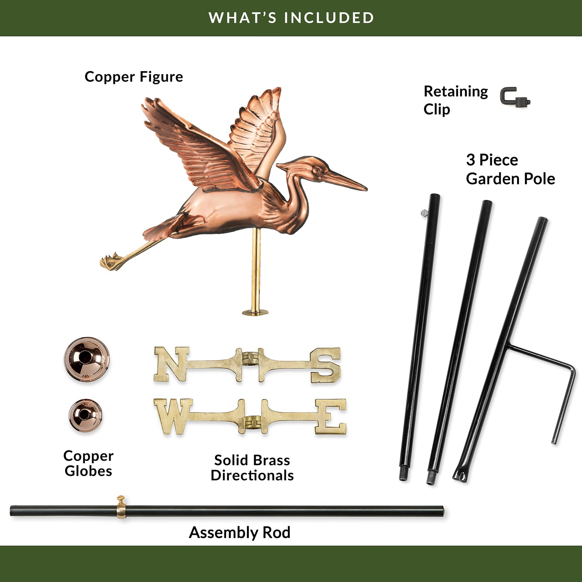 Blue Heron Garden Weathervane - Good Directions