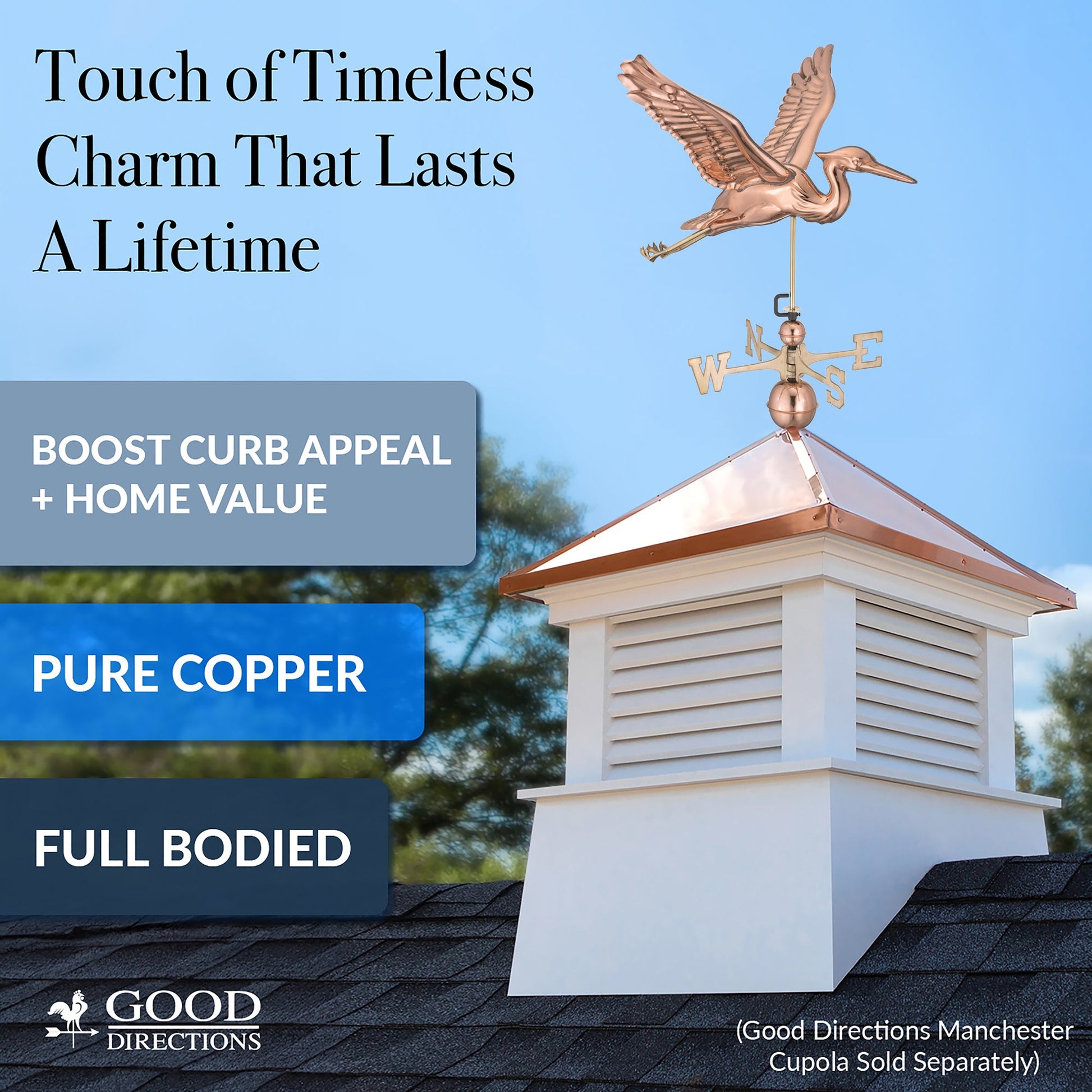 Blue Heron Weathervane - Good Directions