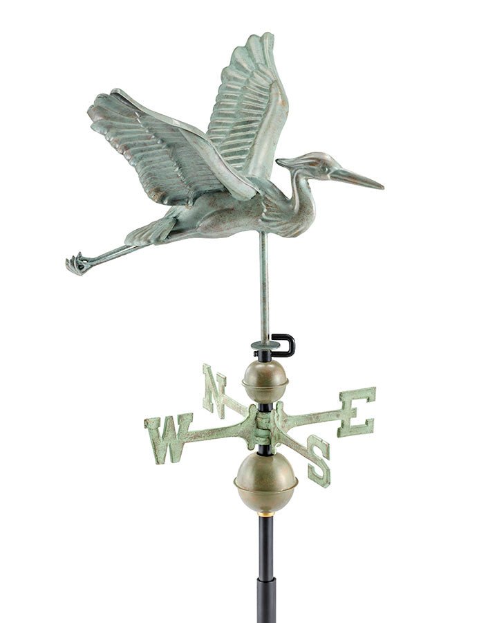 Blue Heron Weathervane - Blue Verde Copper - Good Directions