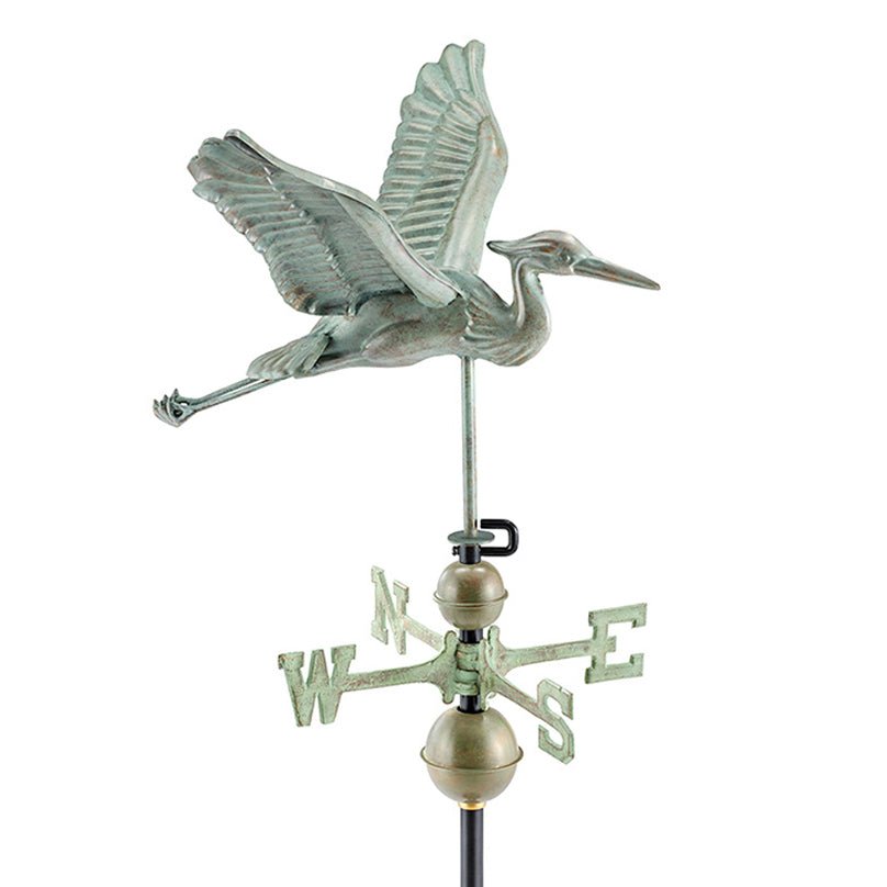 Blue Heron Weathervane - Blue Verde Copper - Good Directions
