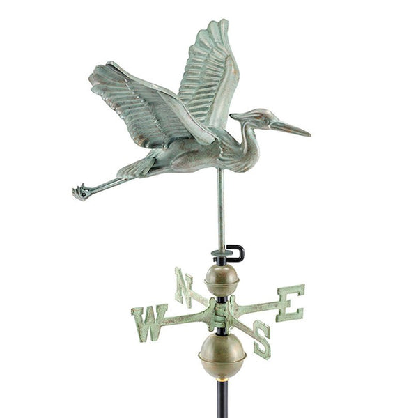 Blue Heron Weathervane - Blue Verde Copper - Good Directions