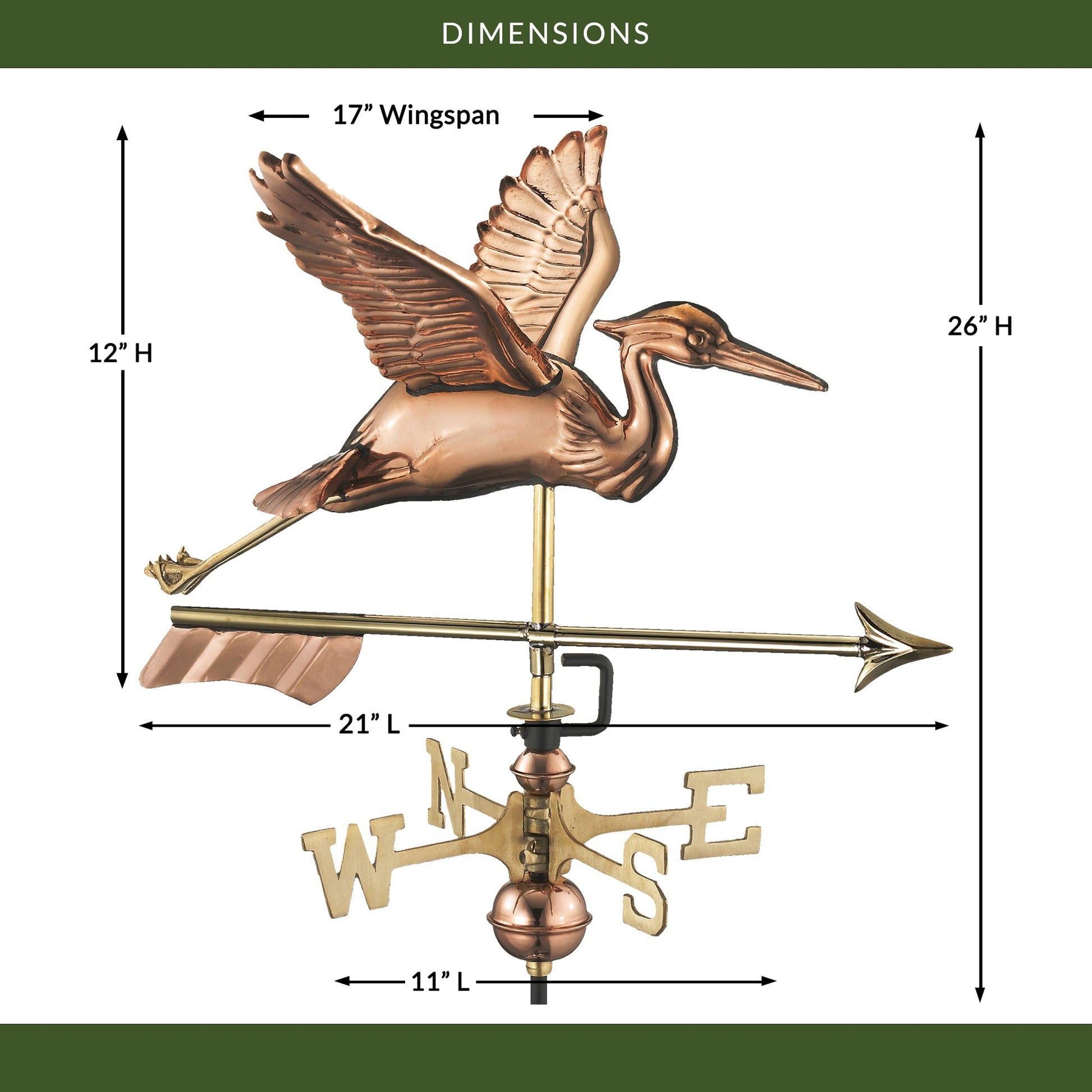 Blue Heron with Arrow Cottage Weathervane - Good Directions