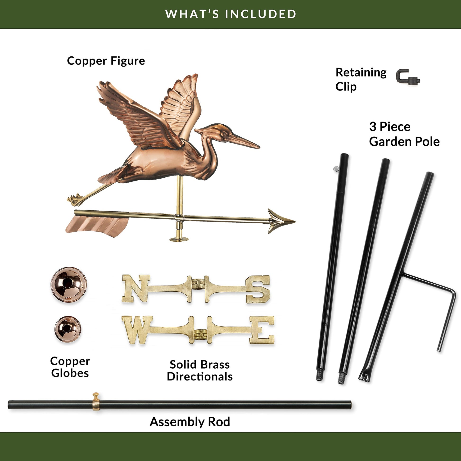 Blue Heron with Arrow Garden Weathervane - Good Directions