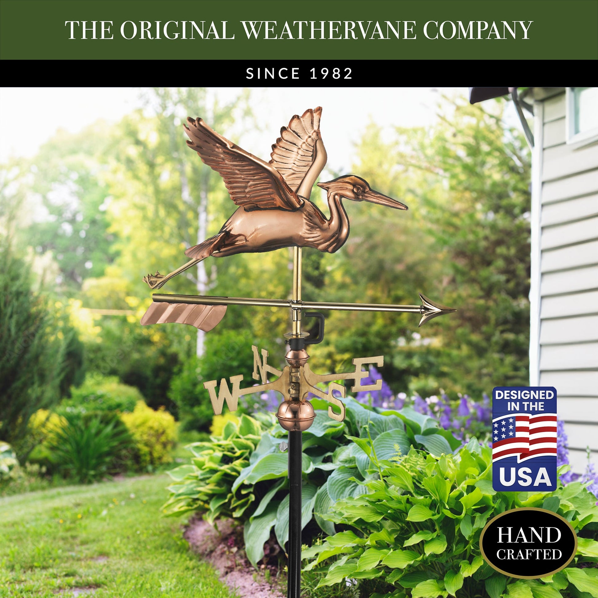 Blue Heron with Arrow Garden Weathervane - Good Directions