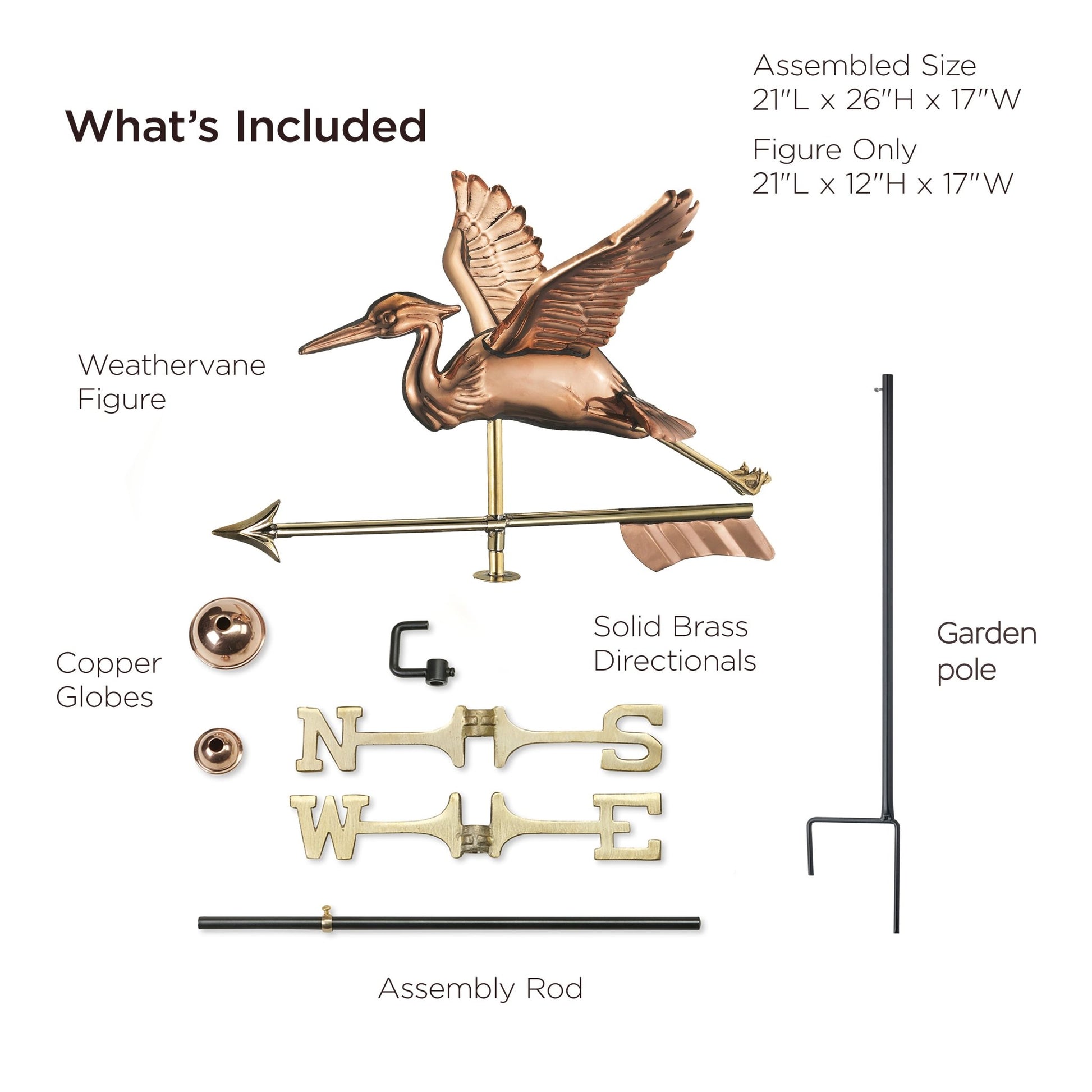 Blue Heron with Arrow Garden Weathervane - Good Directions