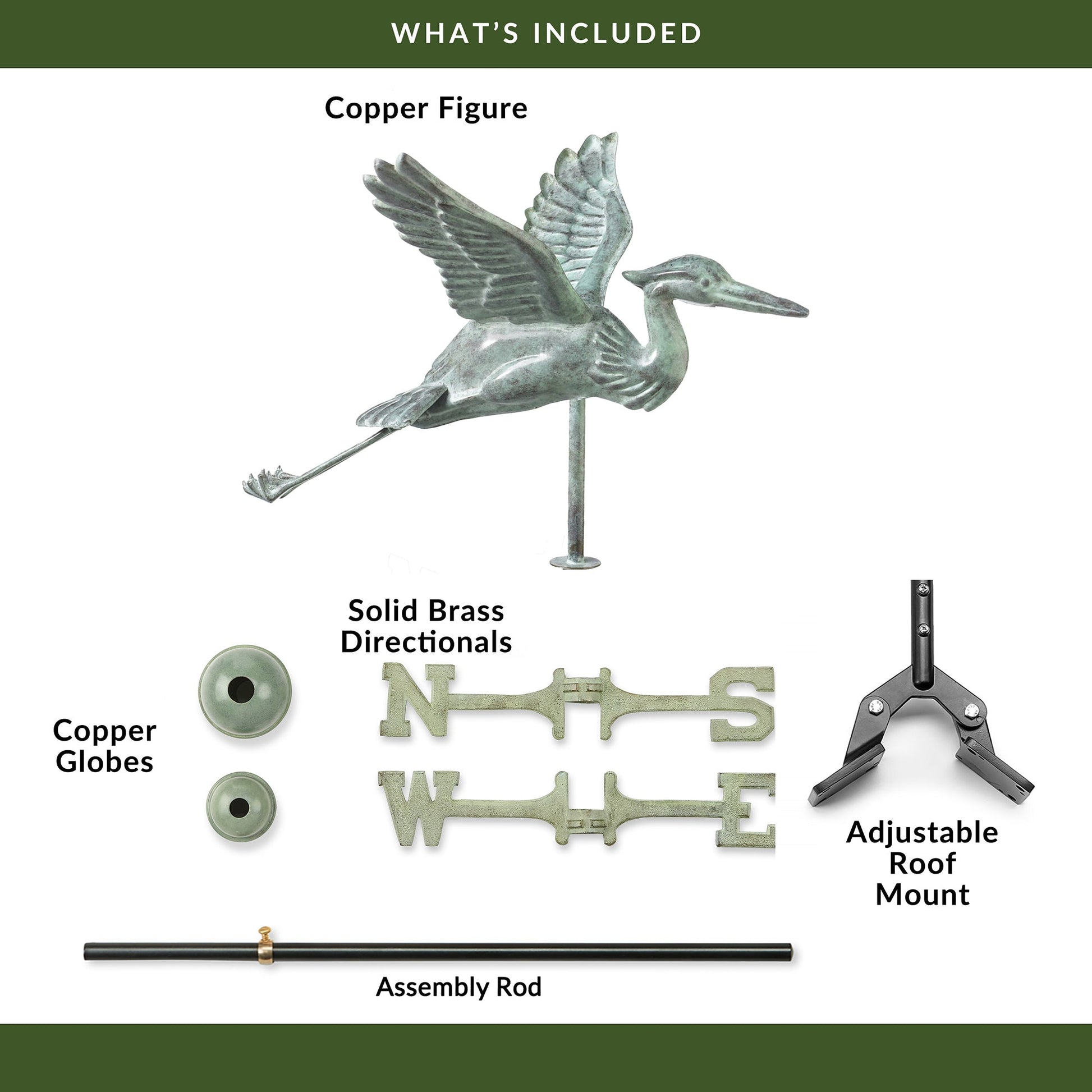 Blue Verde Blue Heron Cottage Weathervane - Good Directions