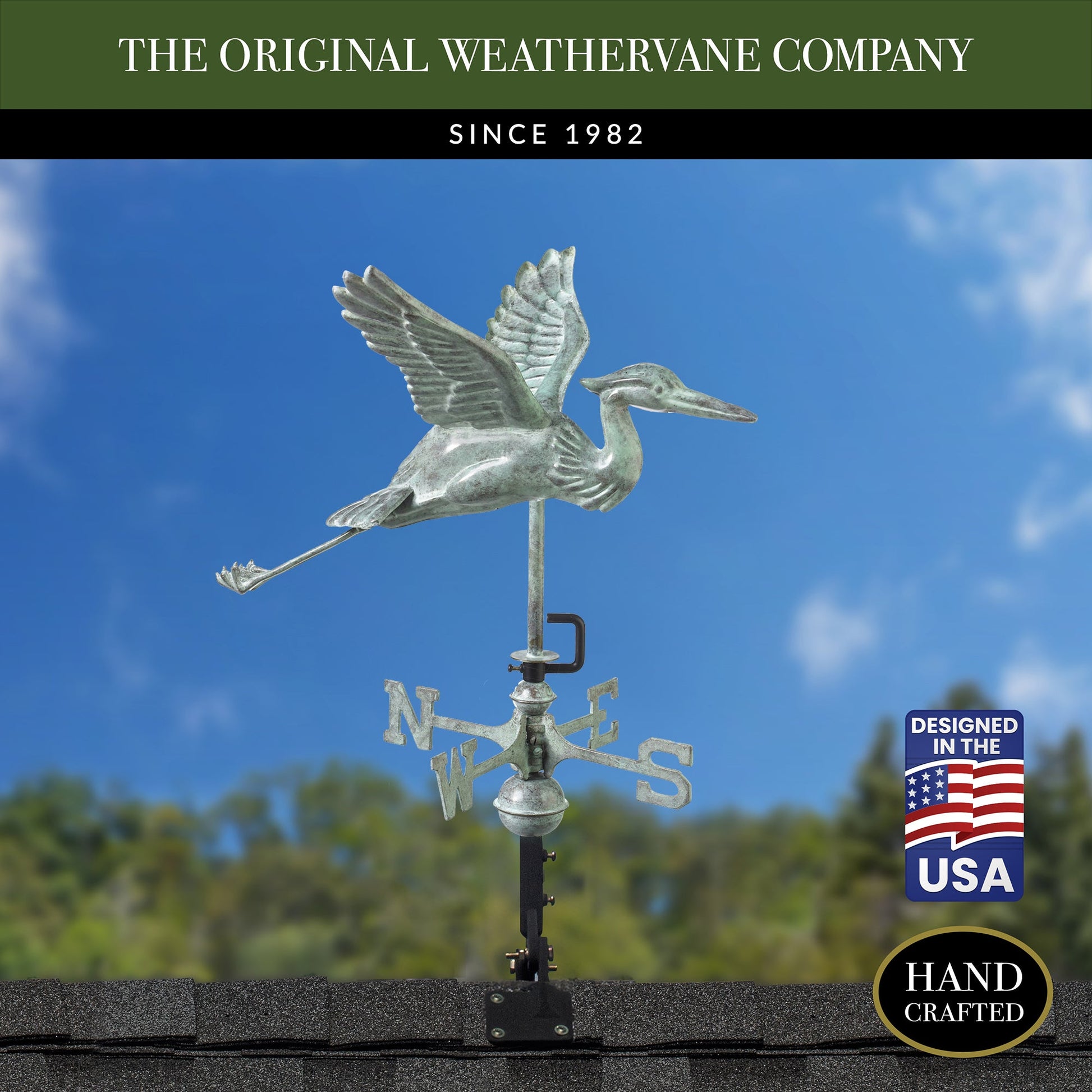 Blue Verde Blue Heron Cottage Weathervane - Good Directions