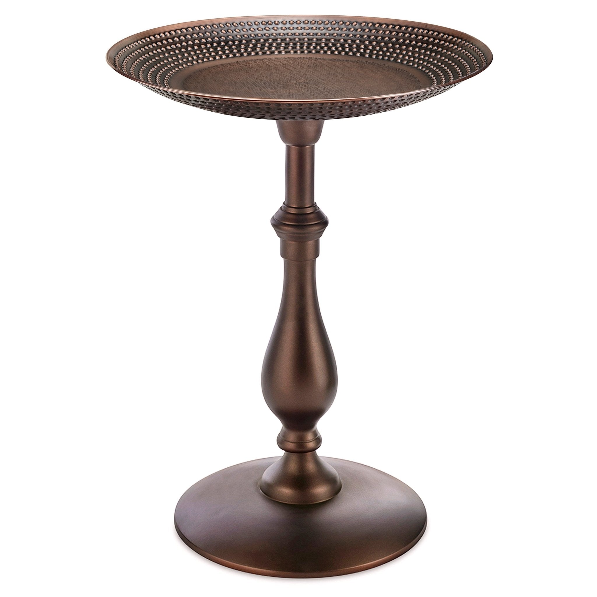 Classic Birdbath Pedestal with Beaded Copper Basin, 18"D - Bronze Finish - Good Directions